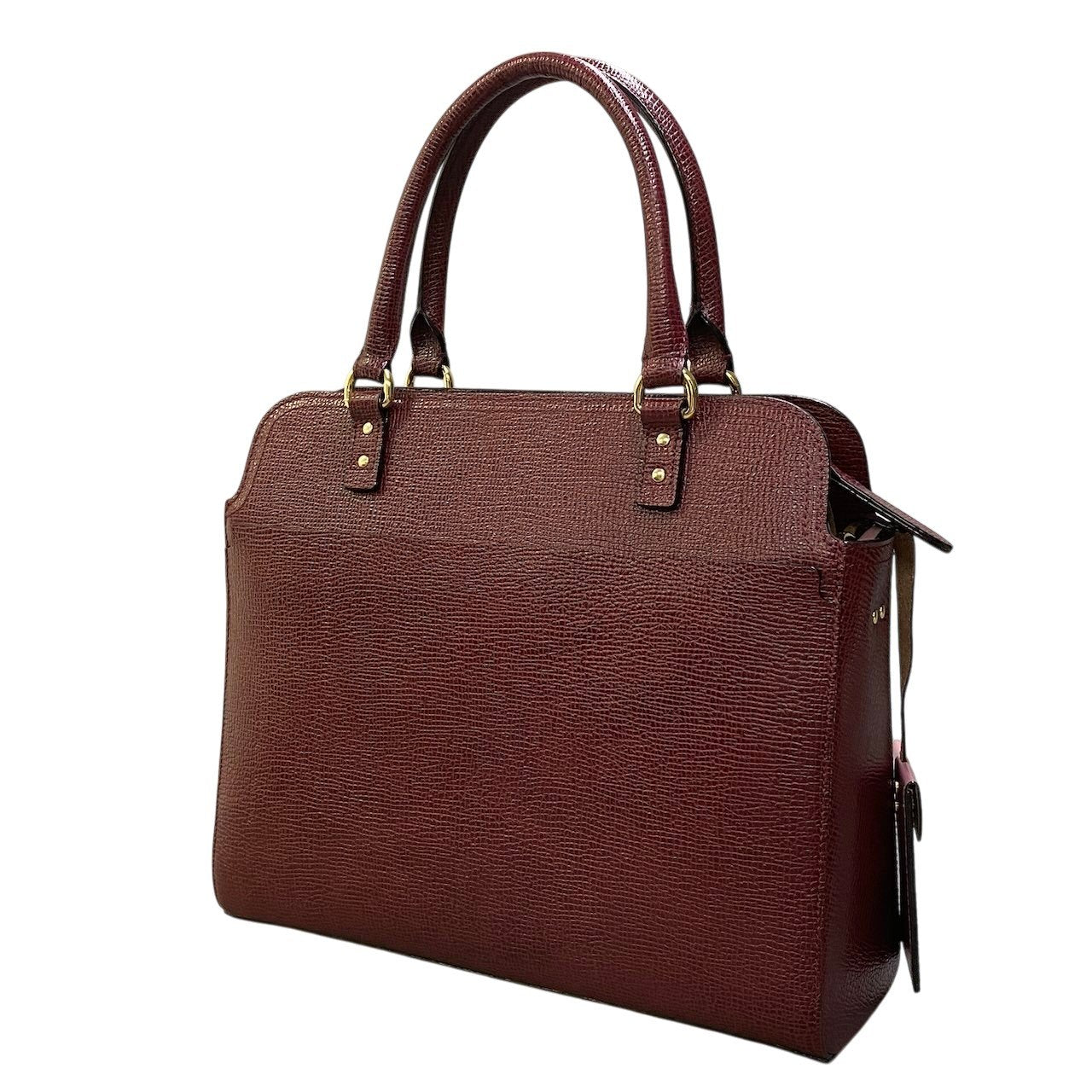 Be16 《極美品》 Orla Kiely オーラカイリー 2WAY レザーショルダーバッグ  ボルドー 本革 パンチング加工 カバン ハンドバッグt18r
