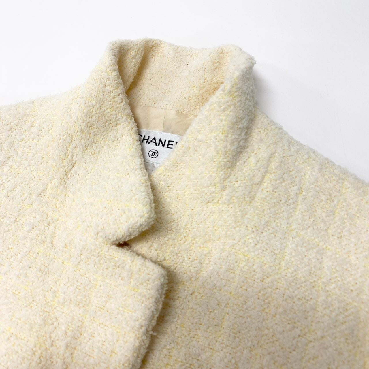 C CHANEL シャネル 2000 00I 半袖ツイードジャケット ショート丈ジャケット ココマークボタン パイル地 P15546V08710 36サイズ イエロー レディース 女性用nu1