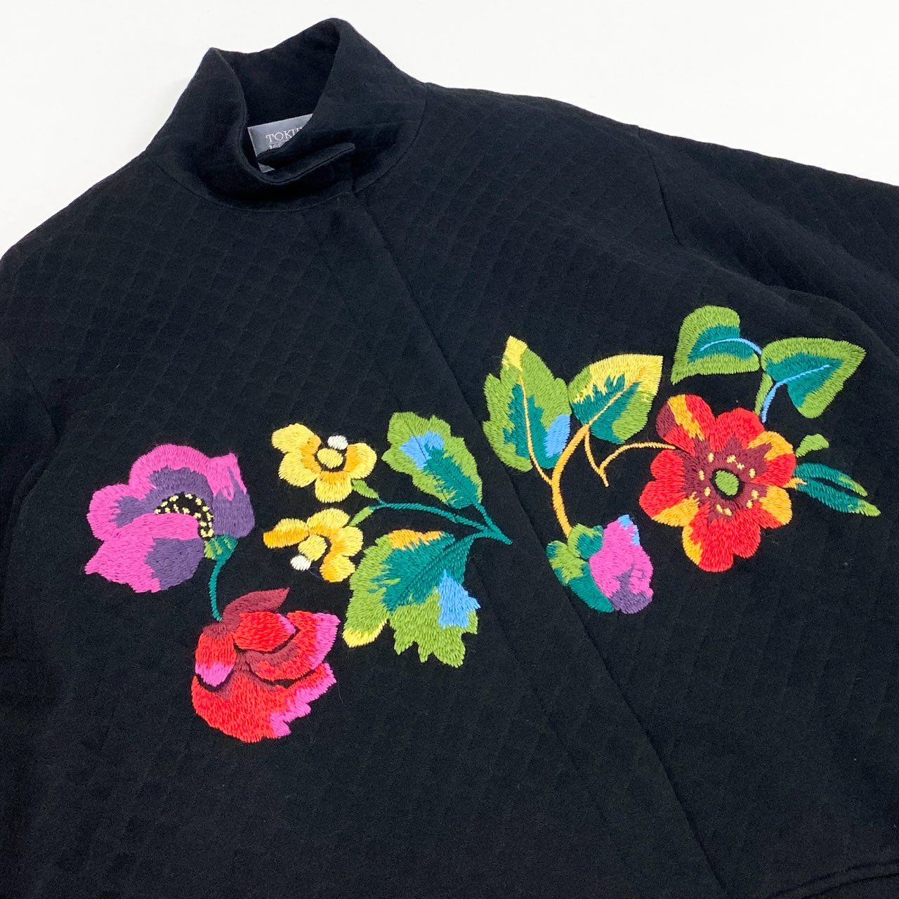 25L12 TOKUKO 1er VOL トクコプルミエヴォル ロングコート ウールコート アウター マルチカラー フラワー刺繍 9 ブラック レディース 女性用u02t
