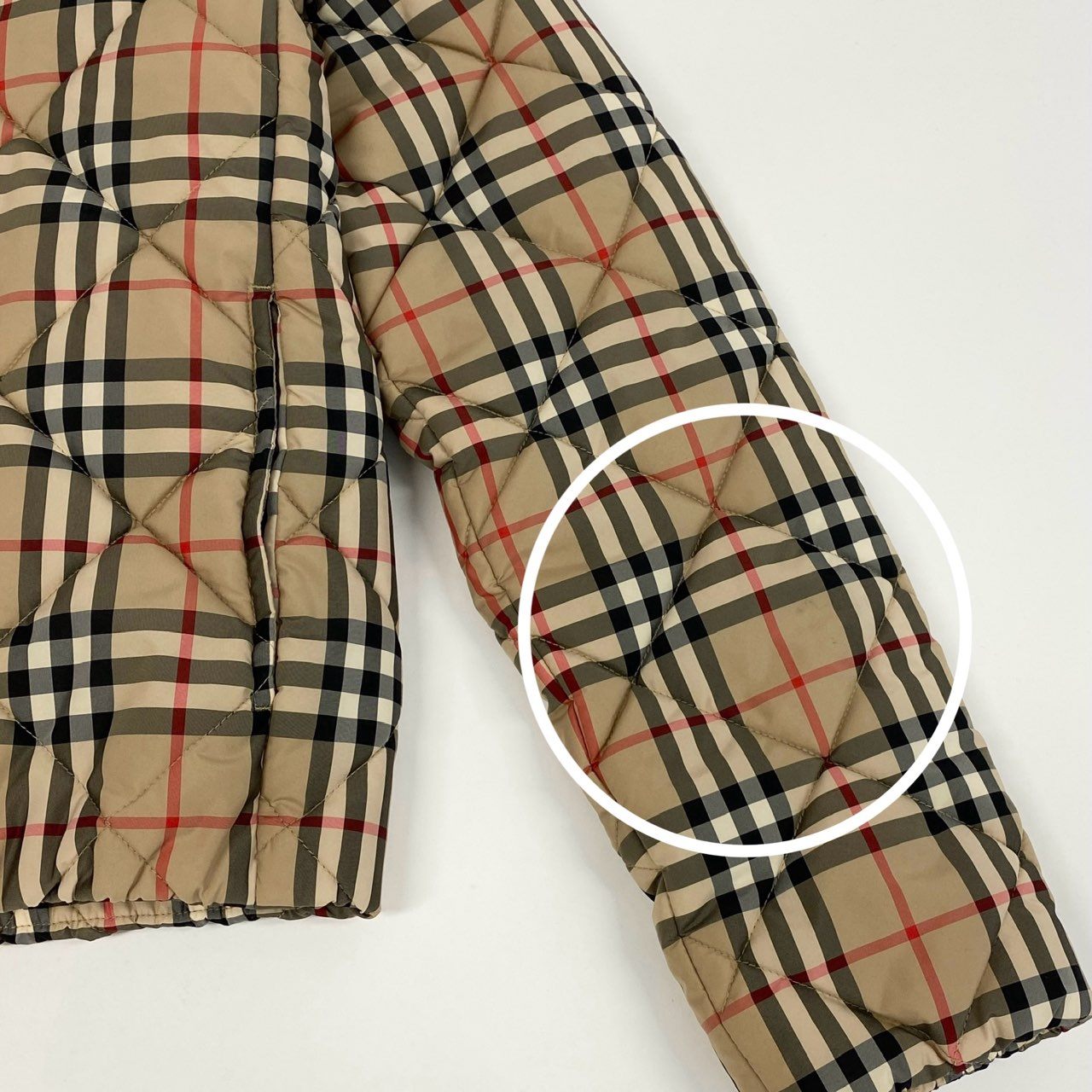 Ic18 BURBERRY バーバリー ノバチェック 中綿ジャケット ノーカラージャケット ジャンパー レディース 女性服 14Y/レディースM相当 ベージュ系k02i