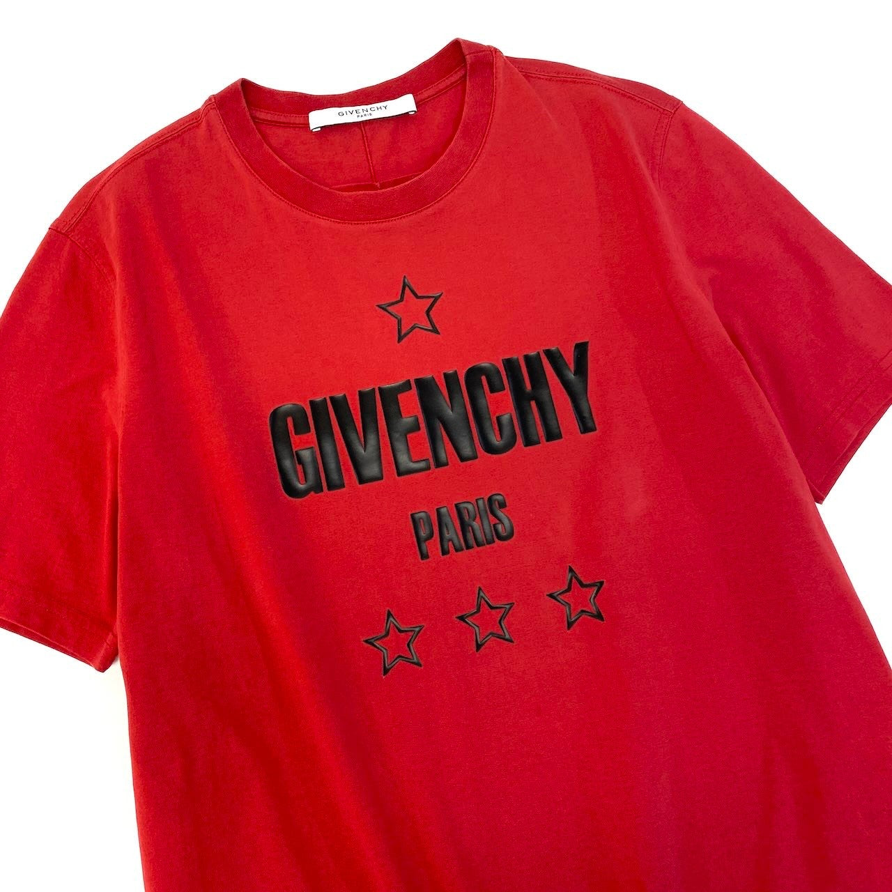 d15 《限定品》 GIVENCHY ジバンシー ラバ―スターデザイン ロゴTシャツ XS / M相当 レッド 阪急うめだ本店限定t18r