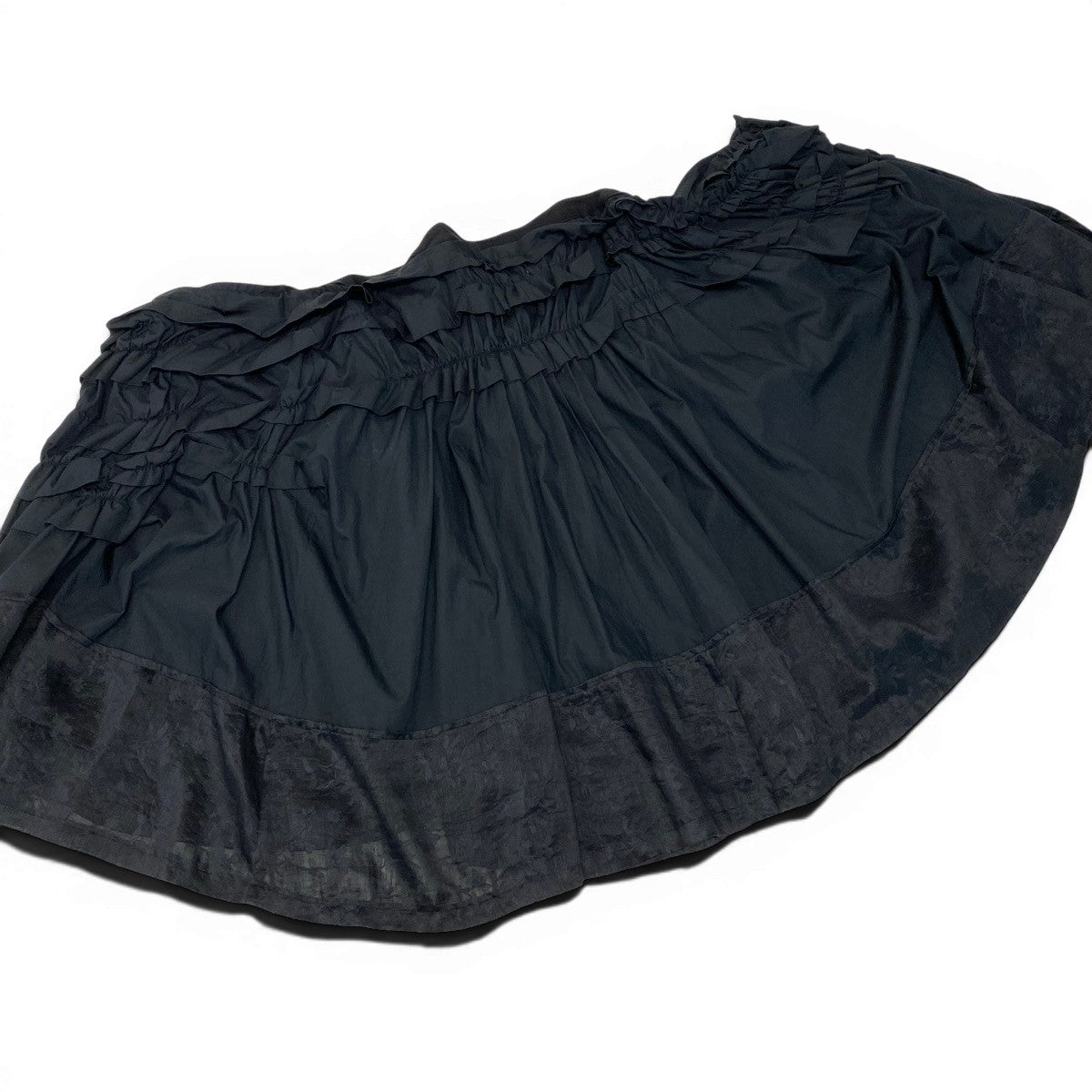Ag10 【美品】tao COMME des GARCONS  AD2023 フリル変形スカート コットンスカート 膝丈 Sサイズ ブラック コットン100％ レディース 女性用k02i