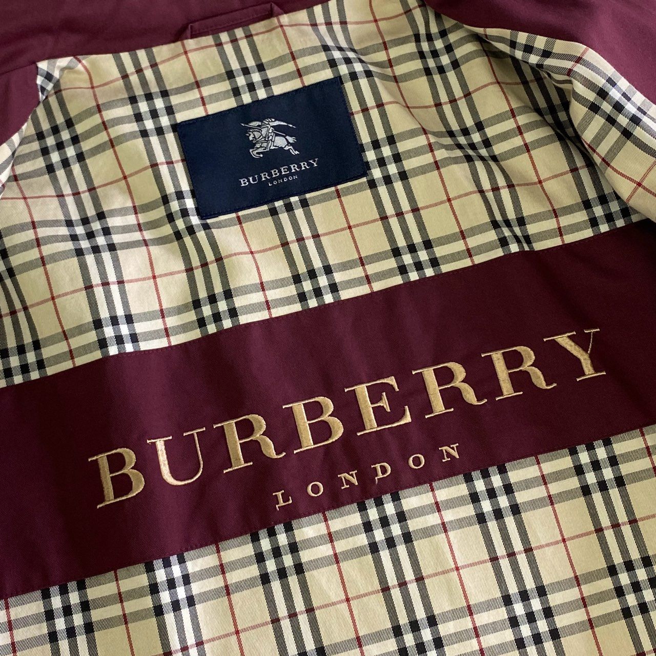 24j31 BURBERRY LONDON バーバリーロンドン 裏地ロゴ入り ノバチェック ブルゾン ジャンパー サイズM ボルドー メンズ 男性用 アウター