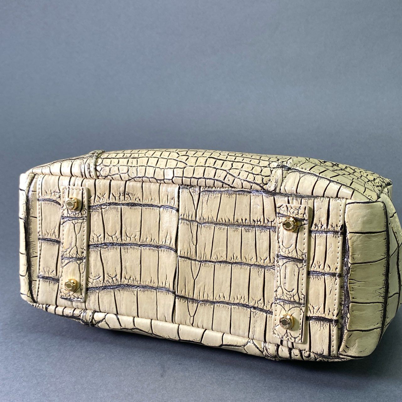 Fd18 【美品】JRA認定 LEATHER JUWELS Crystal Reptiles レザージュエルズ バニラ クロコダイルレザー 2way ハンドバッグ ショルダーバッグ レディース 女性用 鞄
