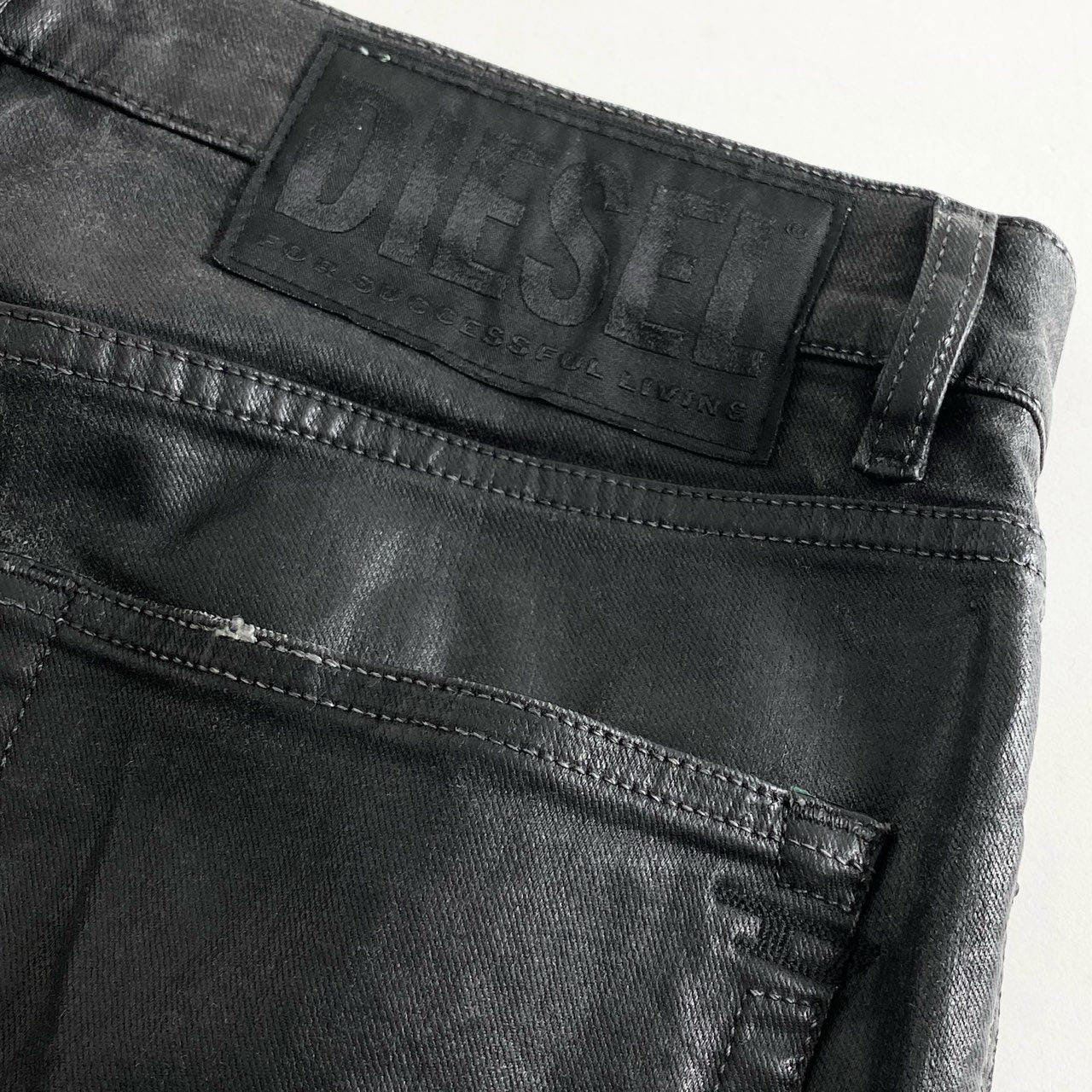 82h13 DIESEL ディーゼル ペンキ加工 D-STRUKT デニムパンツ ジーンズ サイズ32 ブラック×グリーン メンズ