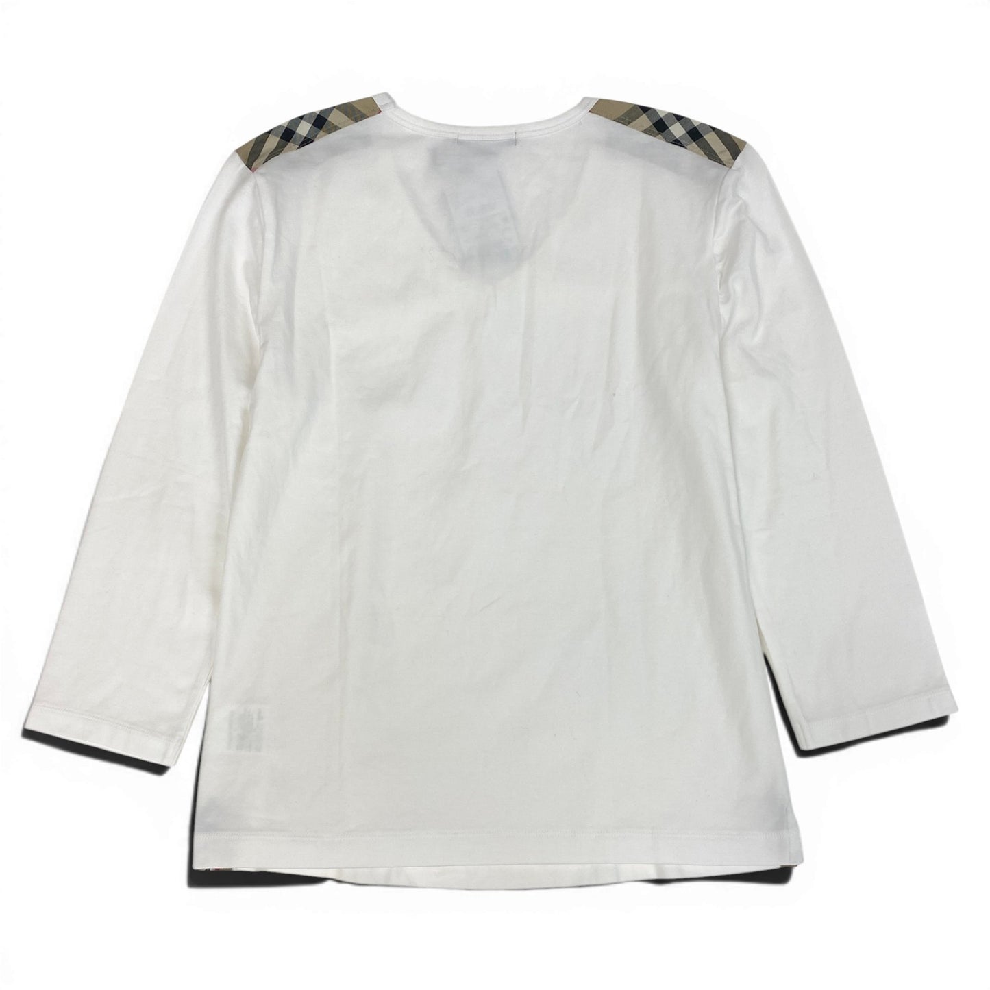 29d16 《未使用品》 BURBERRY LONDON バーバリー ロンドン コットン ロングTシャツ サイズ2 ホワイト ロンT タグ付きt18r
