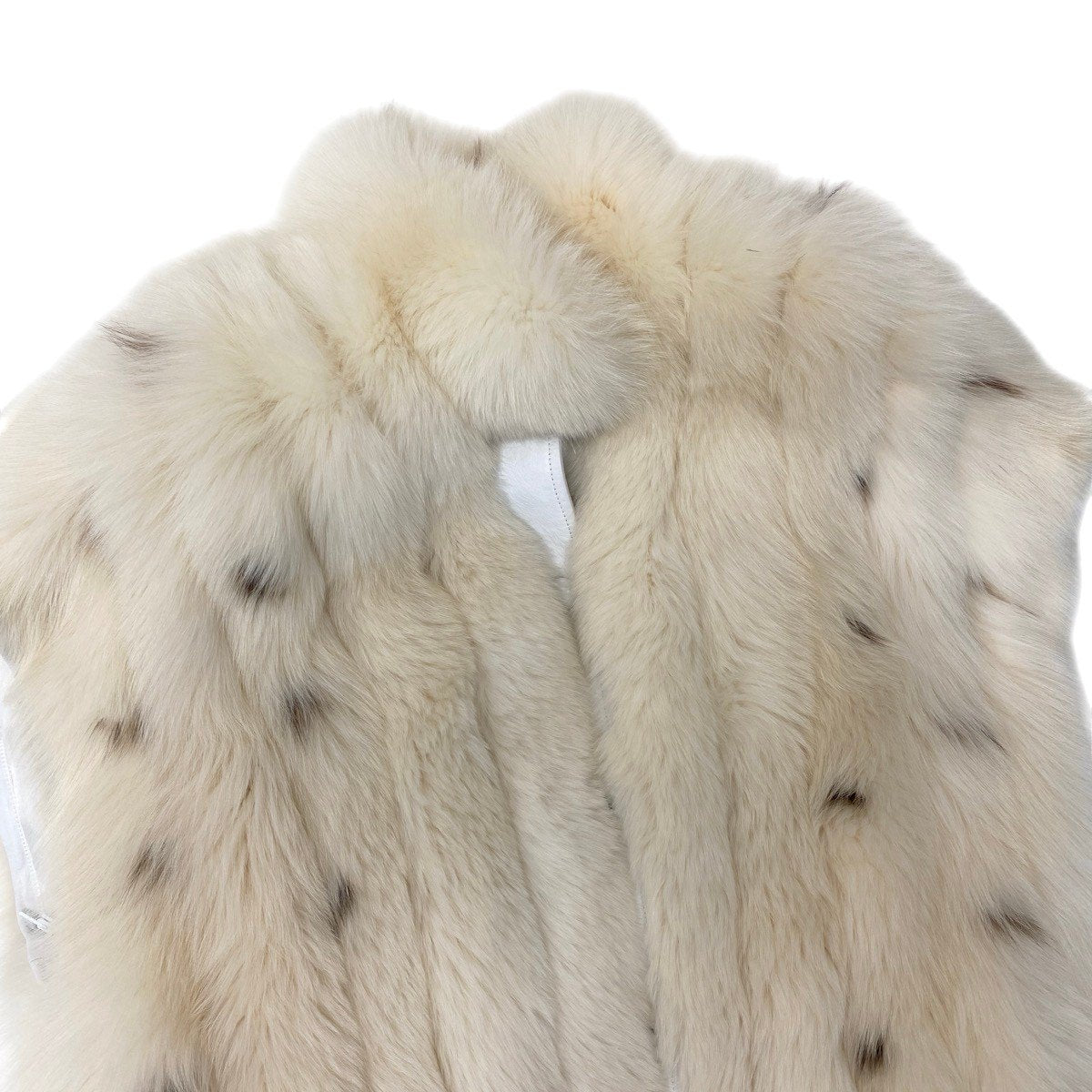 93h8 ブルーフォックス 斑点 ファーベスト サイズF ホワイト 本毛皮 Fox Fur Spotted Vestt18r