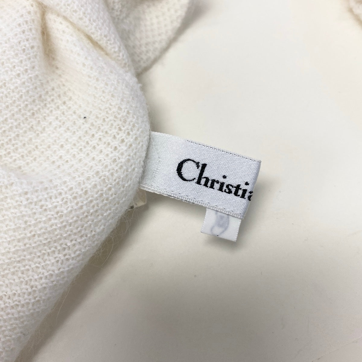 Ig8 Christian Dior クリスチャンディオール モックネック ニットセーター CDロゴ刺繡 アルパカ混 サイズM ホワイト レディースo07t