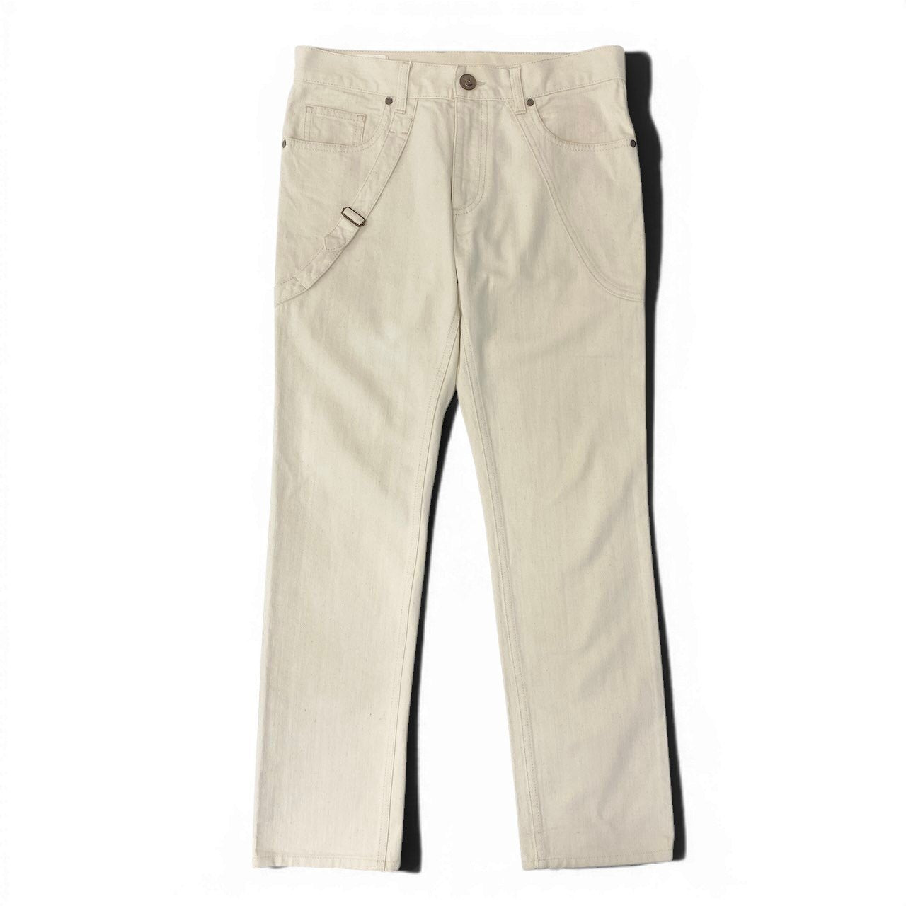 55d30 ALEXANDER MCQUEEN アレキサンダーマックイーン ワークパンツ カラーデニム ボトムス イタリア製 アイボリー系 コットン100％ メンズ 紳士服u02t