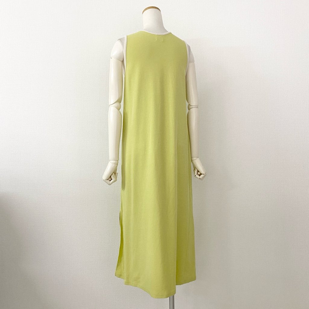 50c21 6 ROKU ロク BICOLOR DRESS バイカラードレス ワンピース 36 イエロー スリット入り ノースリーブ UNITED ARROWS