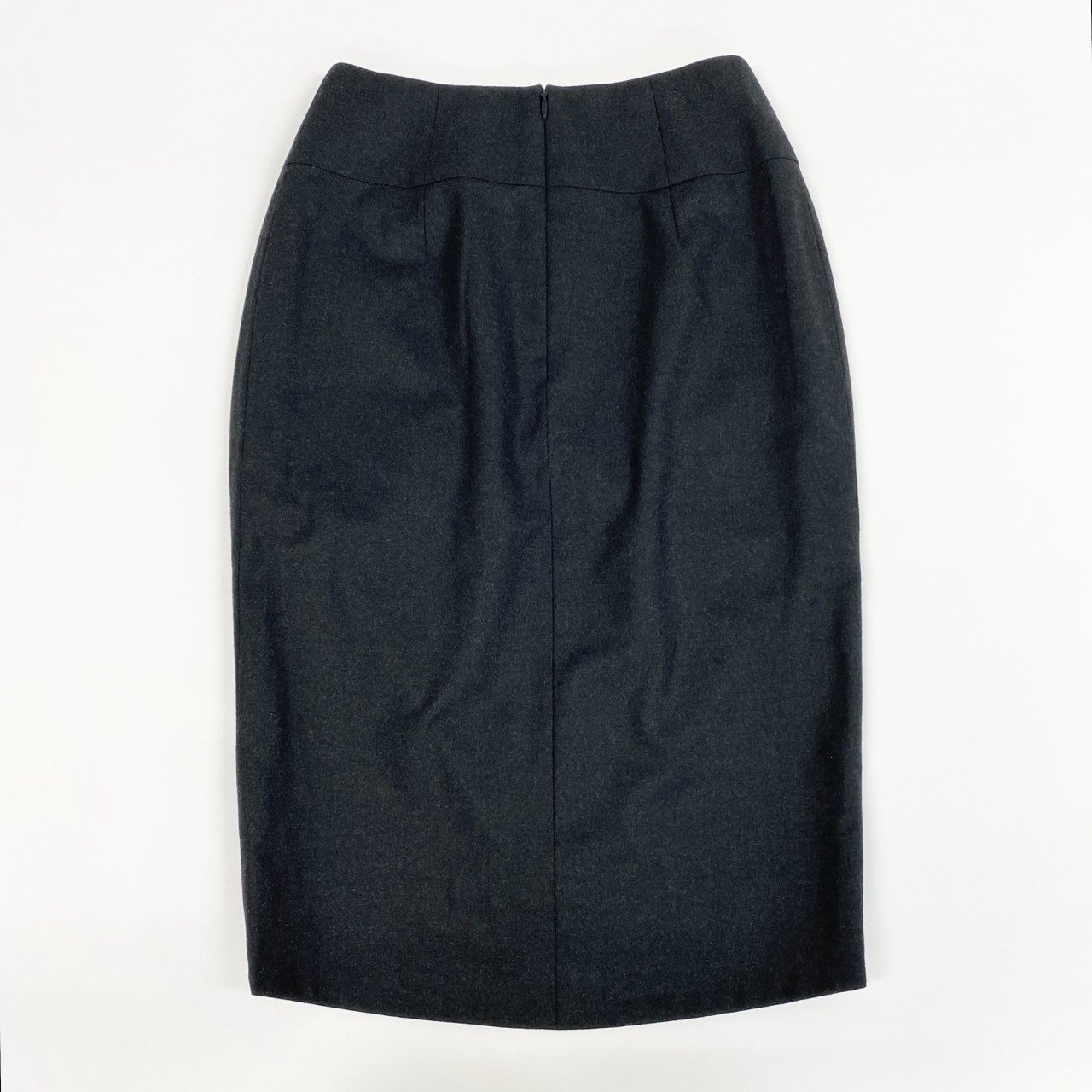 41i26 《美品》 CHANEL シャネル タックギャザースカート タイトスカート ココマーク P33932V24565 サイズ34 ダークグレー ウール レディースu02t