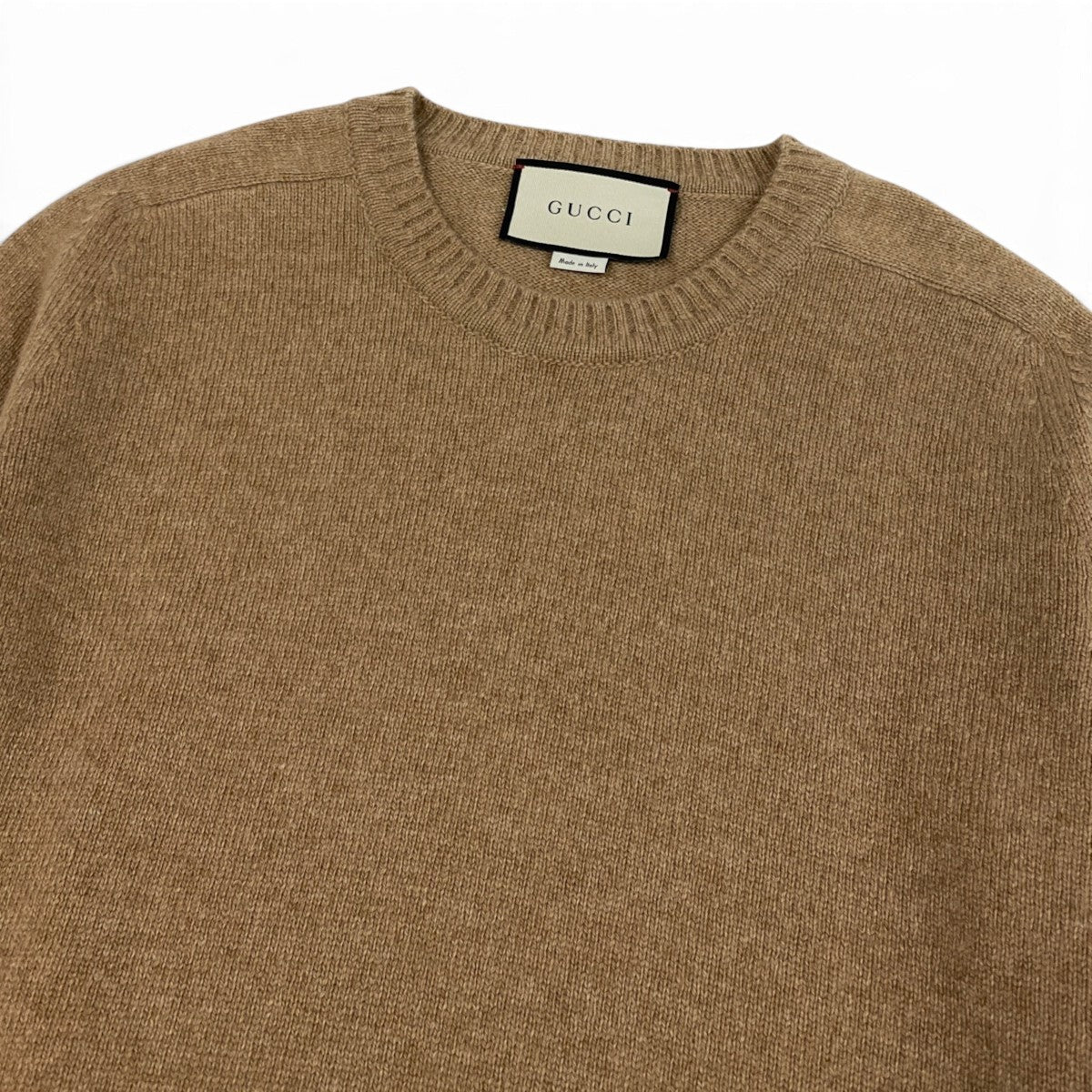 Ei7 【美品】 GUCCI グッチ カシミヤニットセーター ホースビット 五分袖 サイズL ベージュ カシミア100％ レディースk02i