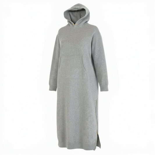 10a13 EVERYDAY I LIKE. エヴリディアイライク スウェットパーカー ロングワンピース フーディ 長袖 裏起毛 裾ジップ〇 レディース 女性用 グレー コットン100％u02t