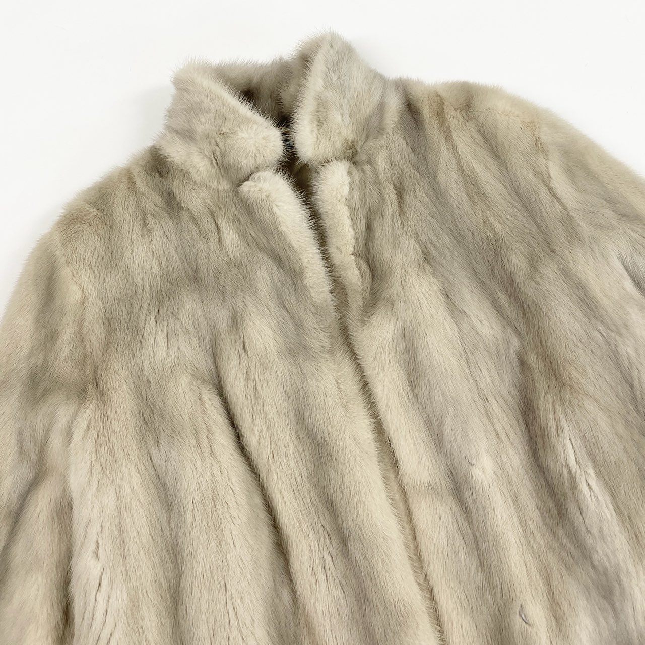 33L10 サファイアミンク ファーコート サイズ11号 シルバーグレー 本毛皮 MINK FUR ポケット有t18r