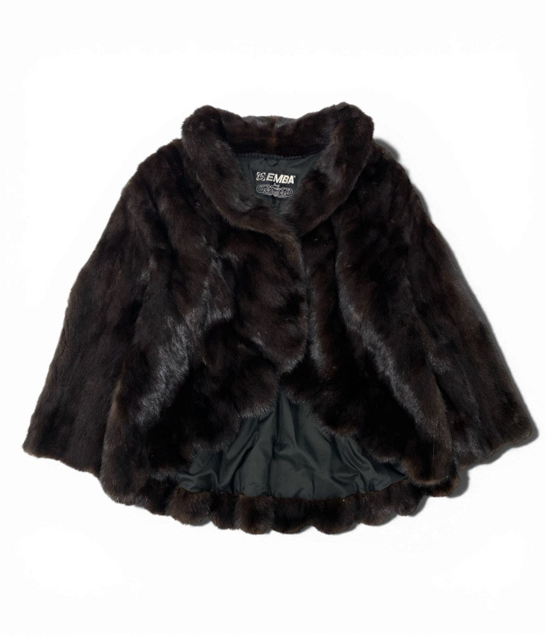 42b27 EMBA エンバ サークル型 デミバフミンク ファーコート サイズ13 ブラウン 本毛皮 フリルデザイン Circle Mink Fur Coatt18r