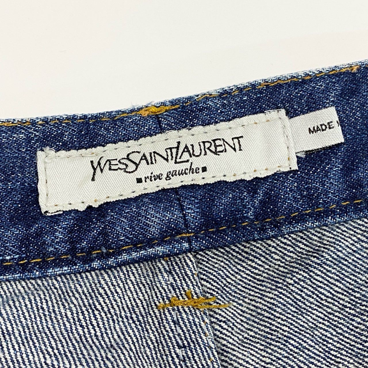 56a14 Yves Saint Laurent ヴィンテージ イヴサンローラン YSLロゴ バックポケット フレアデニム デニムパンツ サイズ44 インディゴ コットン100 レディース 女性用 ボトムk02i
