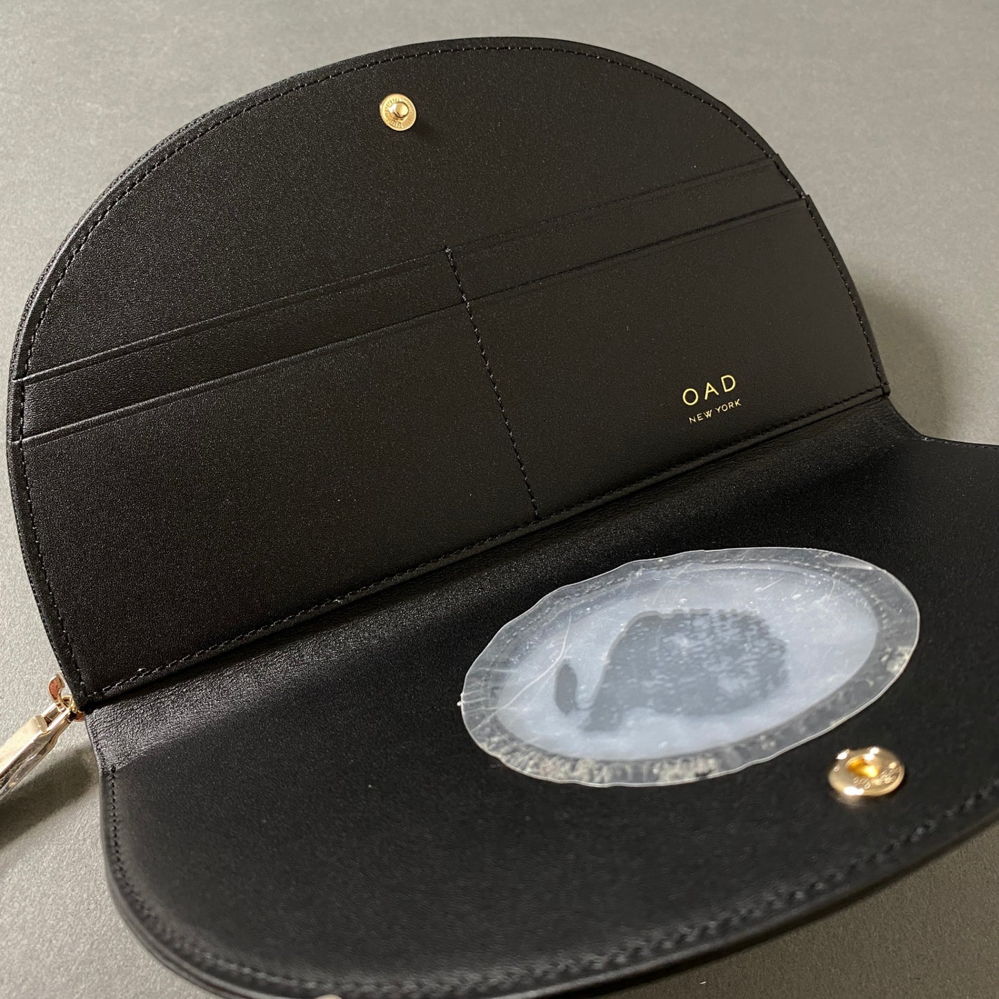 7f27 《未使用保管品》 OAD NEW YORK オーエーディー ニューヨーク Dia Continental Mirror Wallet ミラーロングウォレット ブラック レザー ラウンドジップ 長財布