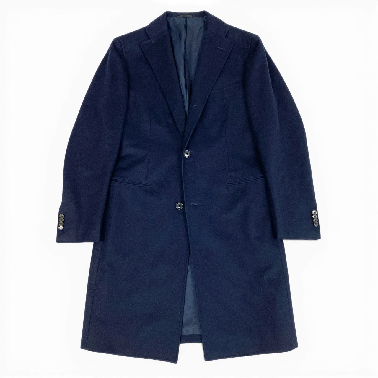 30a9 TOMORROWLAND トゥモローランド Loro Piana ロロピアーナ生地 チェスターコート サイズ46 ネイビー ビジネス フォーマル スーツt18r