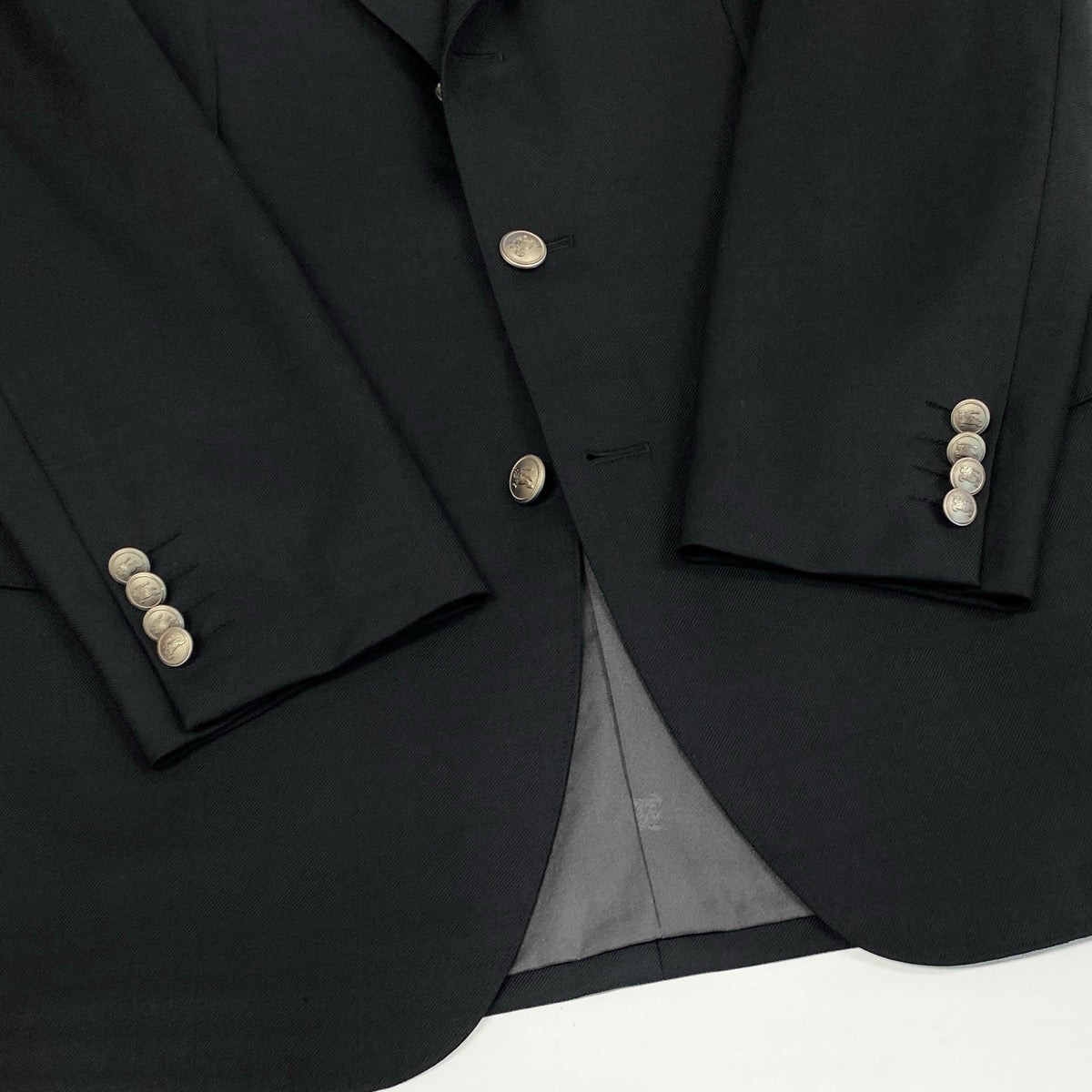 30f6 BURBERRY  LONDON バーバリーロンドン テーラードジャケット シングル 3B 刻印ボタン サイズAB5 ブラック メンズ 紳士服u02t