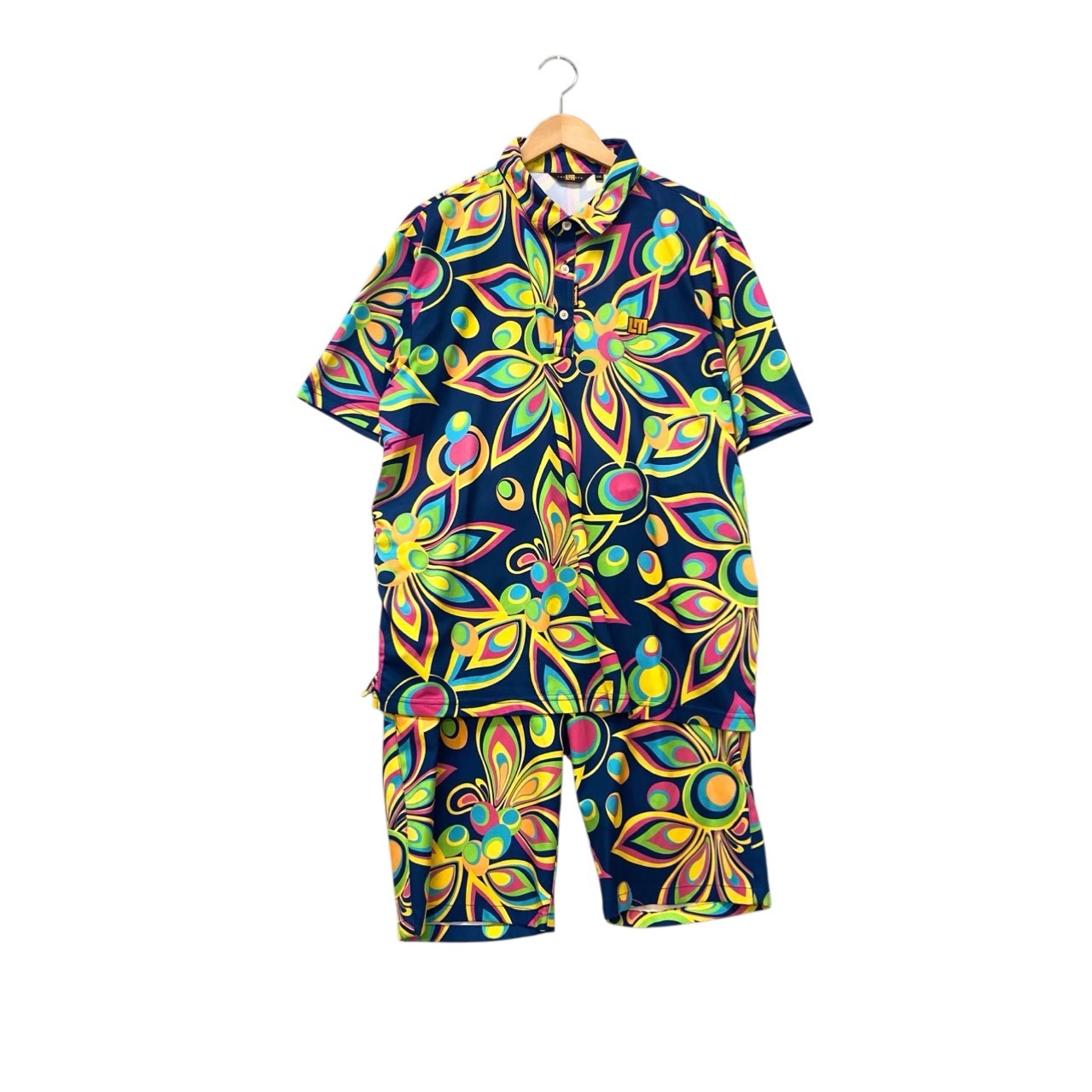 74c13 《極美品》 LOUD MOUTH ラウドマウス 半袖ポロシャツ ハーフパンツ 吸水速乾素材 XXL / LL マルチカラー ポリエステル ゴルフウェアu02t