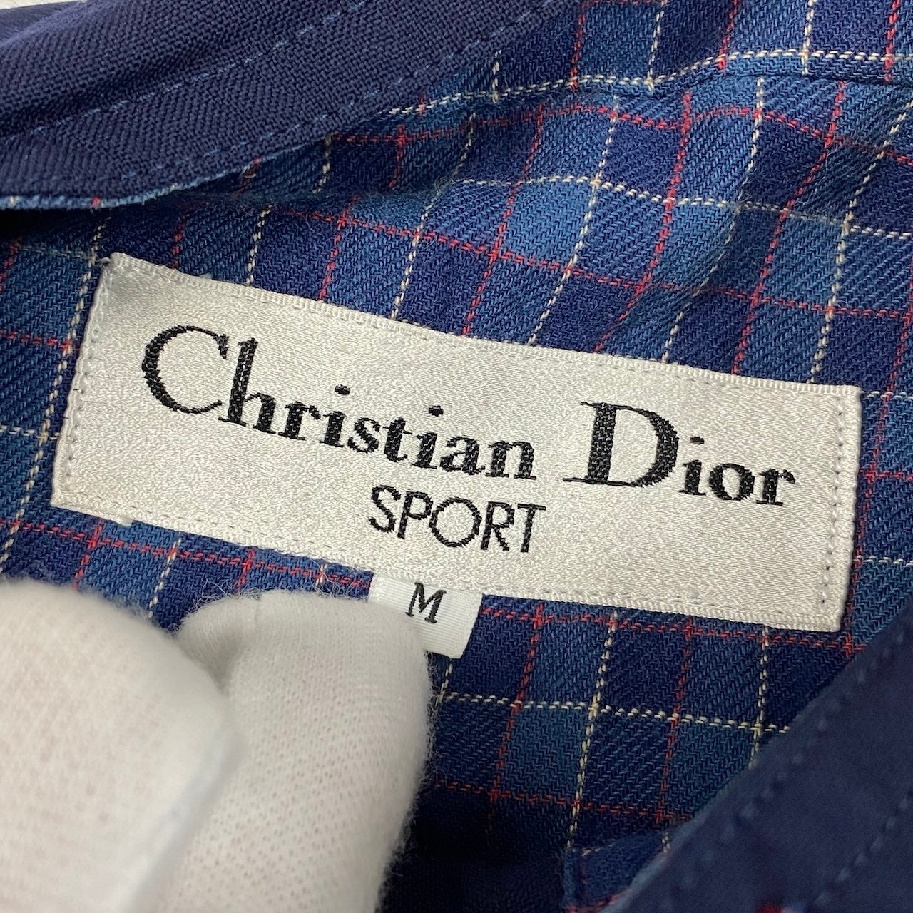 Ec27 Christian Dior クリスチャンディオール ロングスリーブシャツ トップス カットソー CDロゴ刺繍 Mサイズ ネイビー ウール100％ レディース 女性用u02t