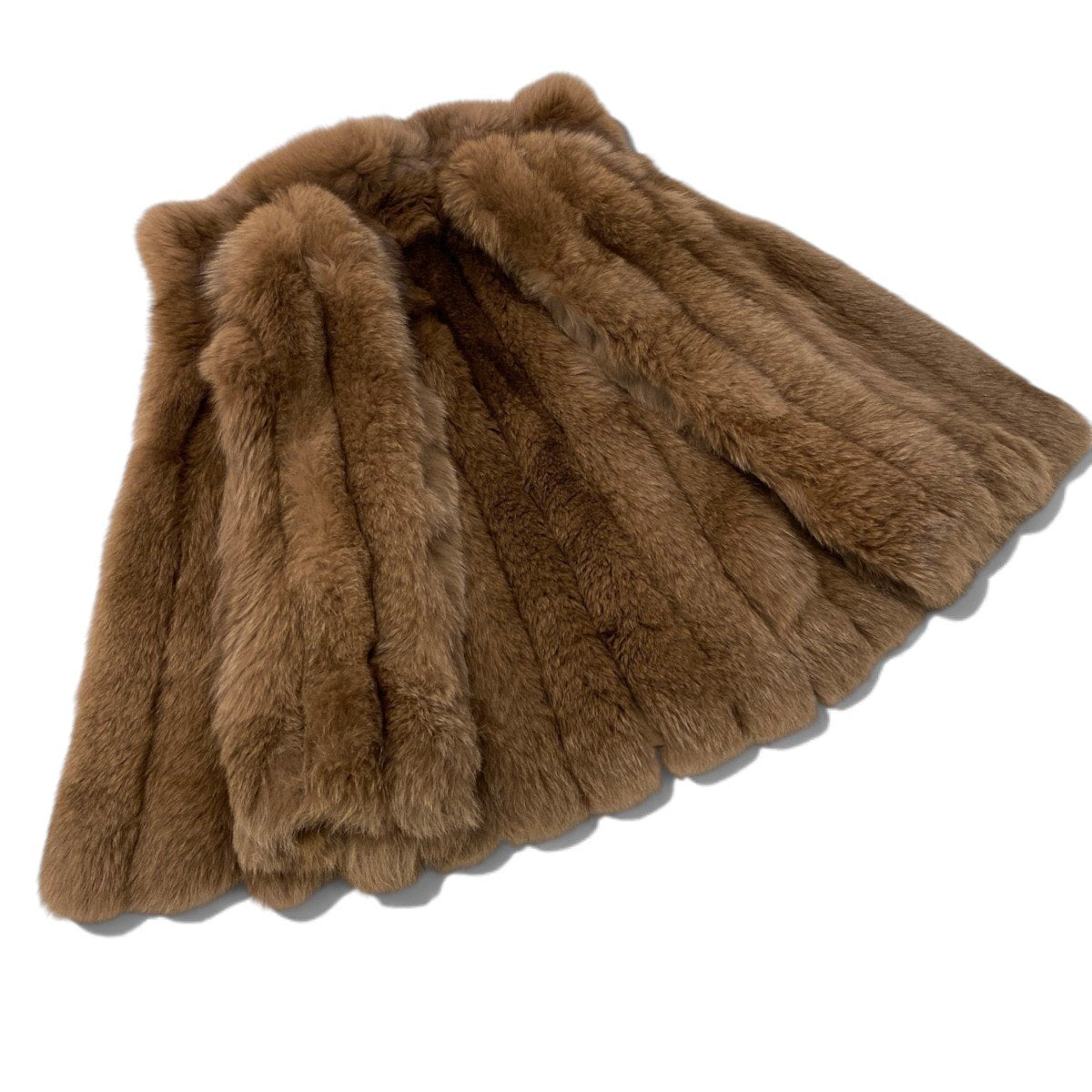 62i16 DONALD BROOKS 染め フォックスファー コート サイズ11 ブラウン 本毛皮 Fox Fur Coatt18r