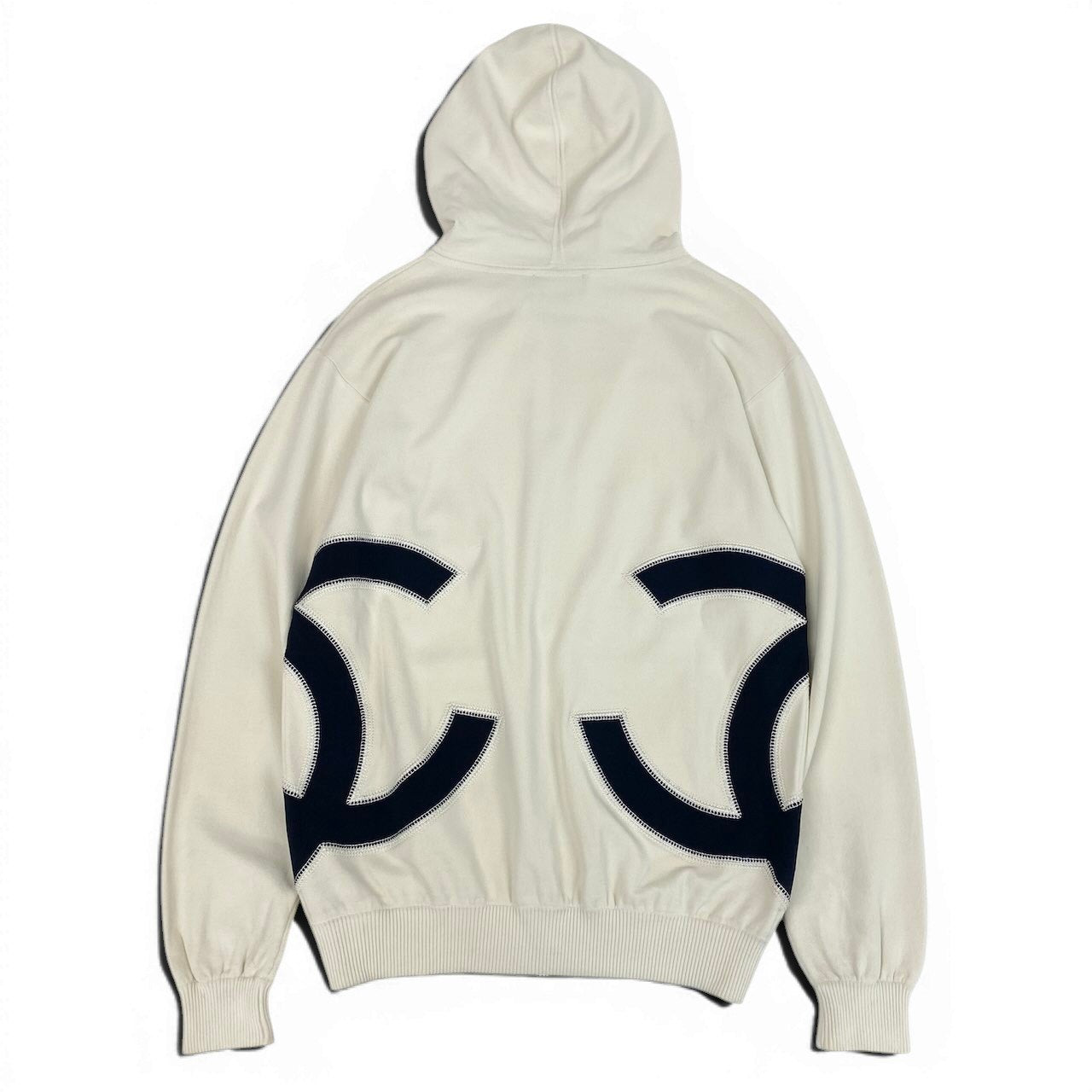 Ce1 CHANEL シャネル ココマーク ダブルジップパーカー ビッグロゴ  P58279K07662 サイズ36 ホワイト レディース 女性服k02i
