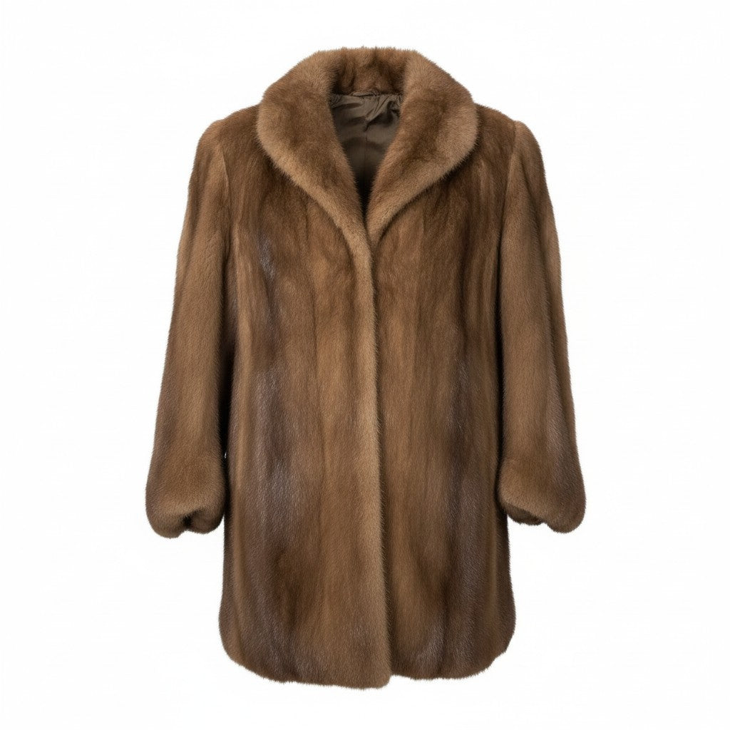 12i21 パステルミンク ファーコート サイズ15 ブラウン 本毛皮 Pastel Mink Fur Coat リアルファー タグ付t18r