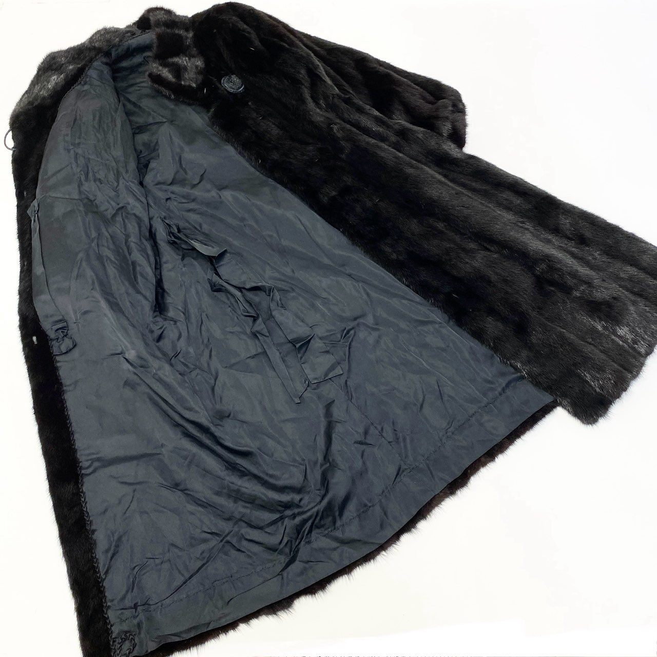 84a14 SAGA MINK サガミンク 銀サガ ダークミンク ミンクコート 超ロングコート 着丈115cm 毛皮コート 13 ブラック系 ミンクファー 身幅ゆったりt18r