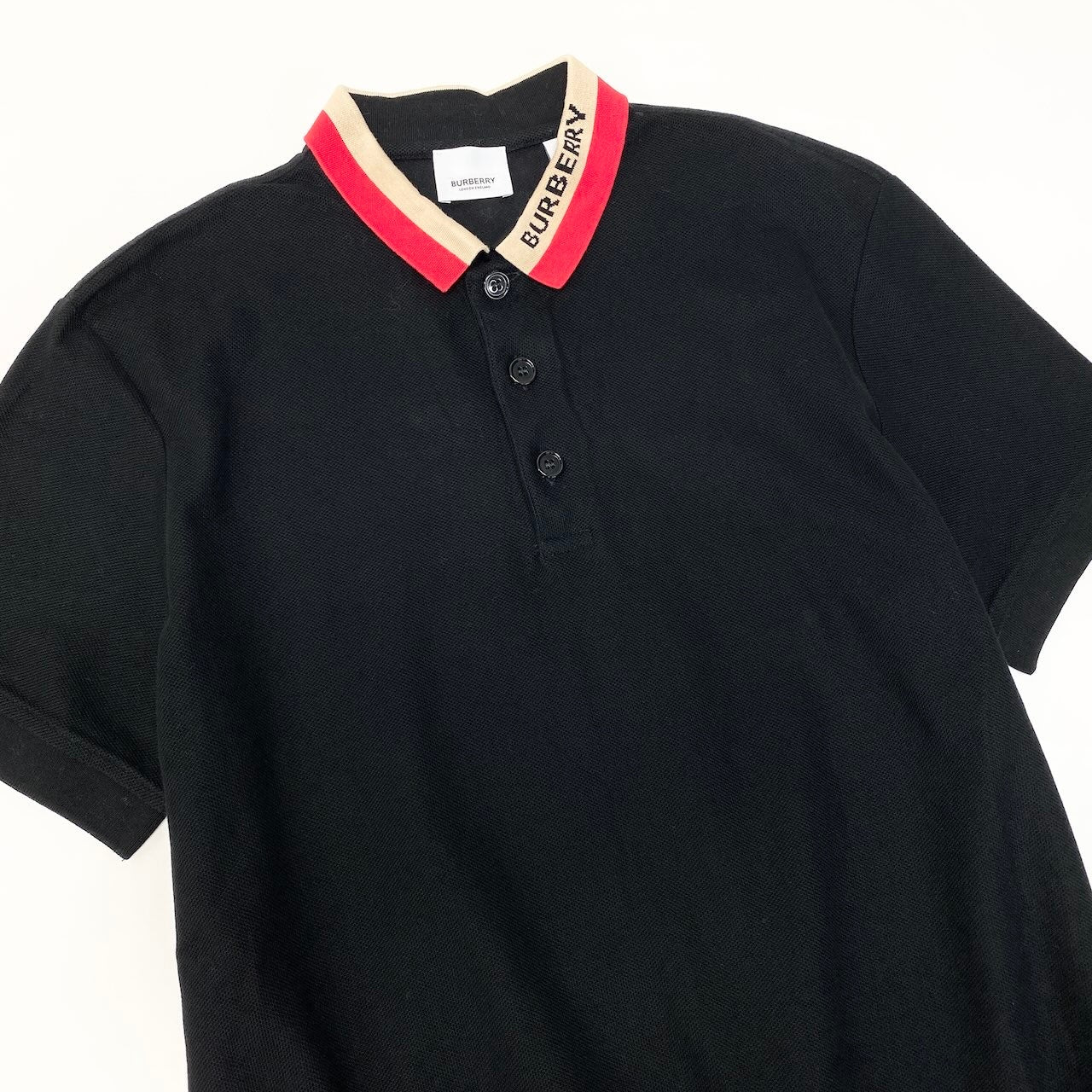 86e1 BURBERRY LONDON ENGLAND バーバリー 2023ss EDNEY 半袖ポロシャツ カットソー ブランドロゴ 8039265 サイズM ブラック コットン100％ メンズ 紳士服u02t