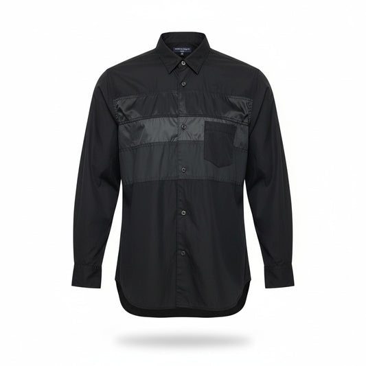 Aa29 COMME des GARCONS HOMME コムデギャルソン オム 長袖シャツ パッチワークシャツ 異素材切替 AD2023 HL-B001 Mサイズ ブラック メンズ 男性用o07t