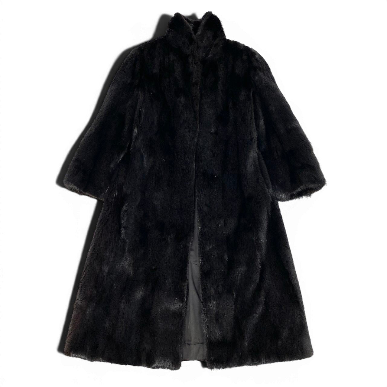 67e13 SAGA MINK サガミンク 銀サガ ダークミンク 超ロングコート 丈110cm サイズ13 ブラック 最高級本毛皮 Mink Fur Long Coatt18r