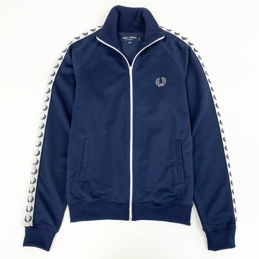 68g24 【ポルトガル製】FRED PERRY フレッドペリー サイドライン トラックジャケット ジャージ サイズS ネイビー メンズ ジャケット_