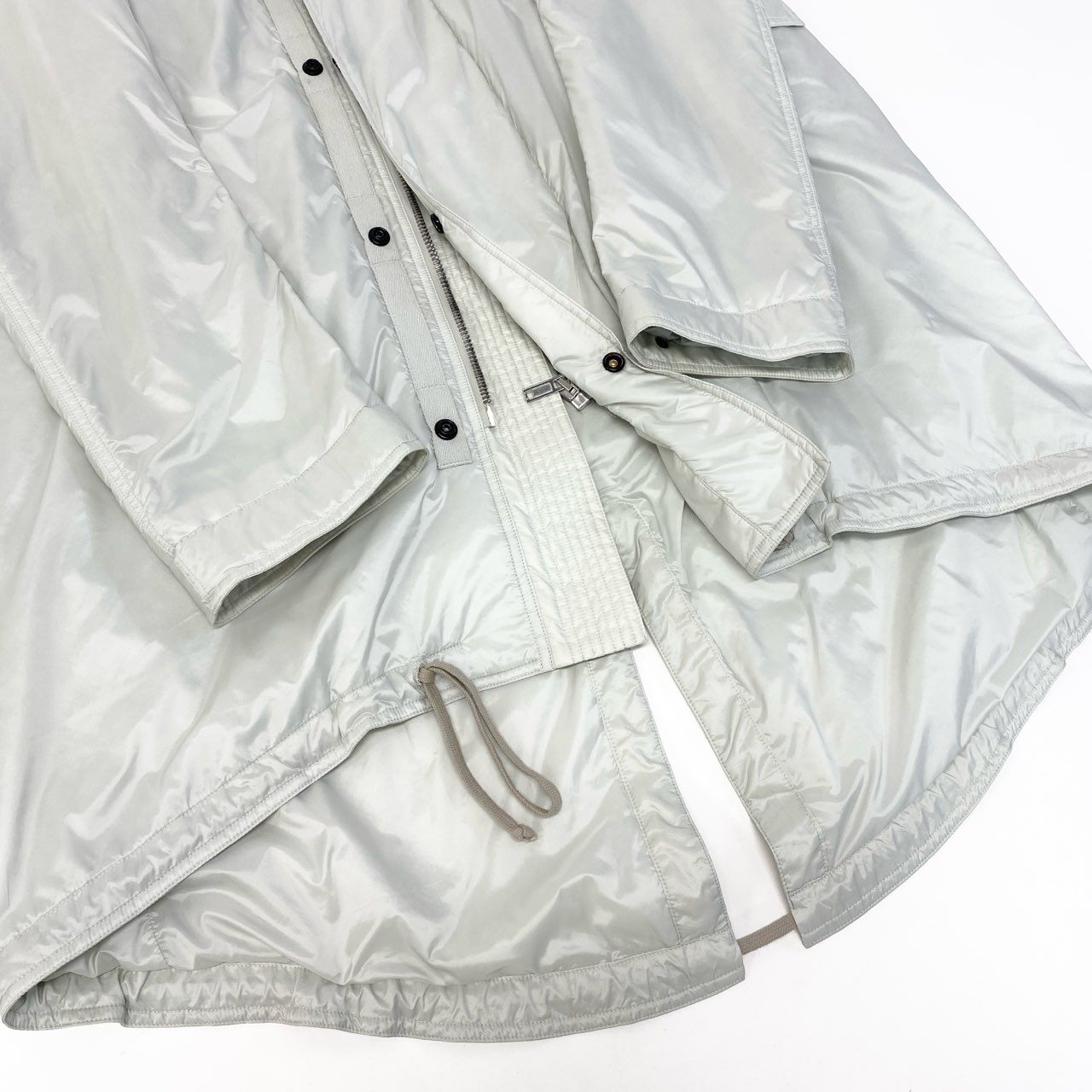 Ab5 RICK OWENS リックオウエンス DRKSHDW ダークシャドウ モッズコート ナイロンジャケット DU17S5962-EV XSサイズ オフホワイト メンズo07t