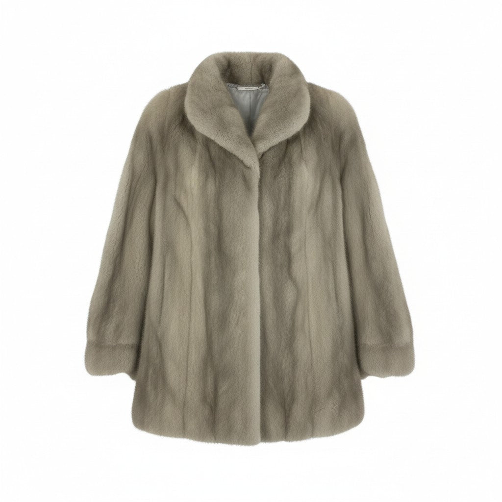 49L4 SAGA MINK サガミンク 銀サガ サファイアミンク セミロングコート サイズF シルバー グレー 最高級本毛皮 MINK FUR リアルファーt18r