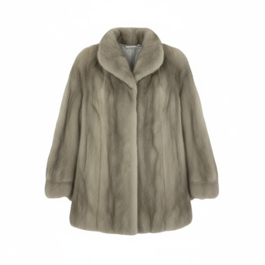 49L4 SAGA MINK サガミンク 銀サガ サファイアミンク セミロングコート サイズF シルバー グレー 最高級本毛皮 MINK FUR リアルファーt18r