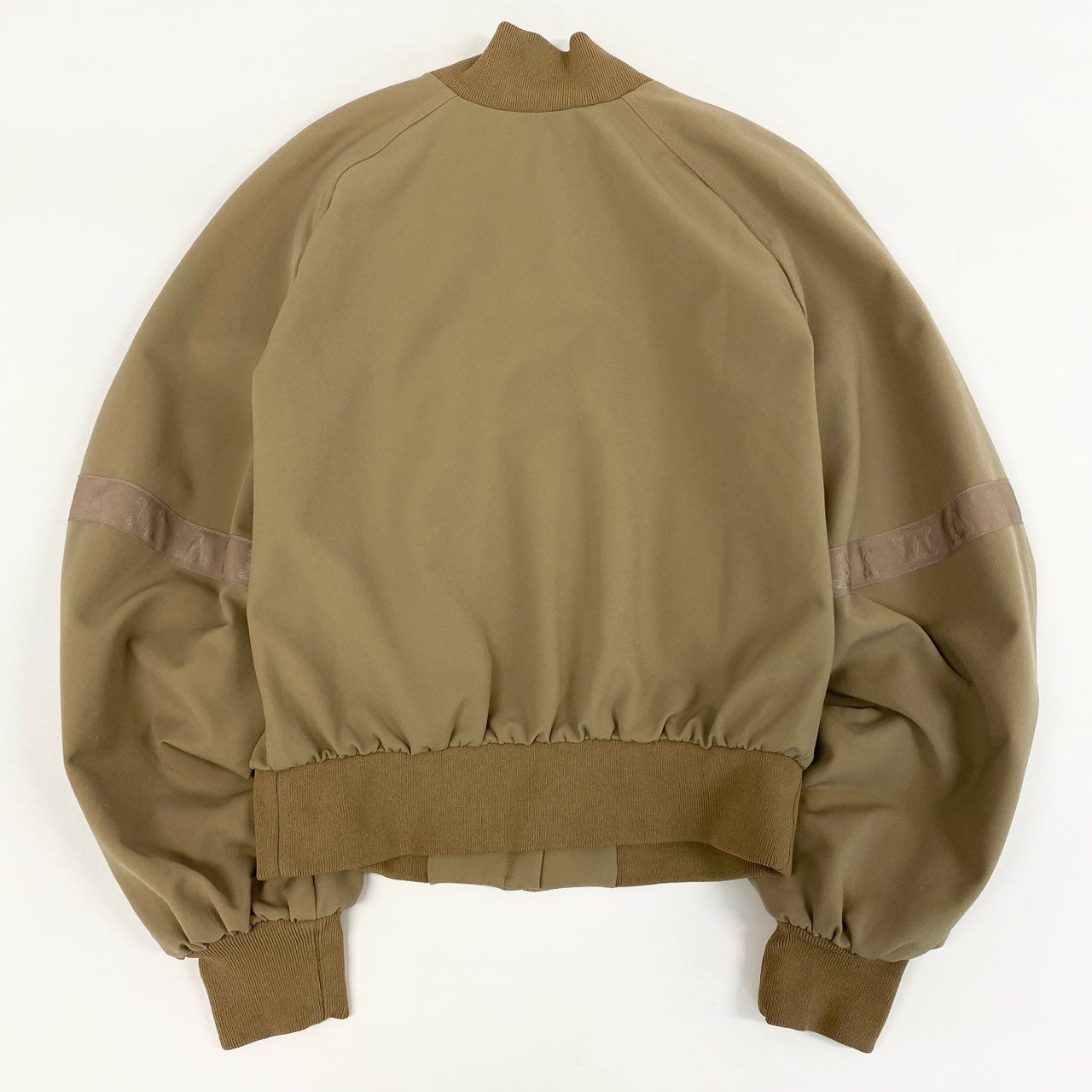 56h1 Max Mara マックスマーラ ジップアップブルゾン ジャケット サイドロゴテープ ベージュ ナイロン ポリウレタン レディース 女性用u02t