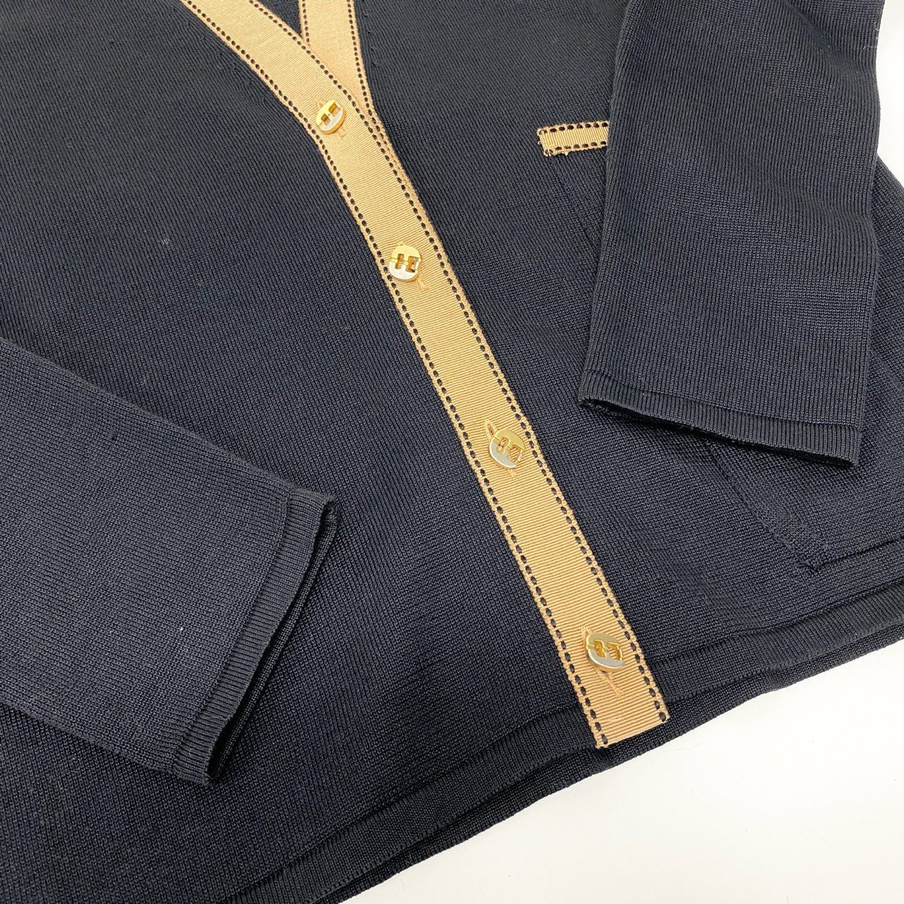 68b7 Salvatore Ferragamo サルヴァトーレフェラガモ アンサンブル コットンニット カーディガン キャミXS/カーディガンS ブラック レディース トップス ヴィンテージk02i