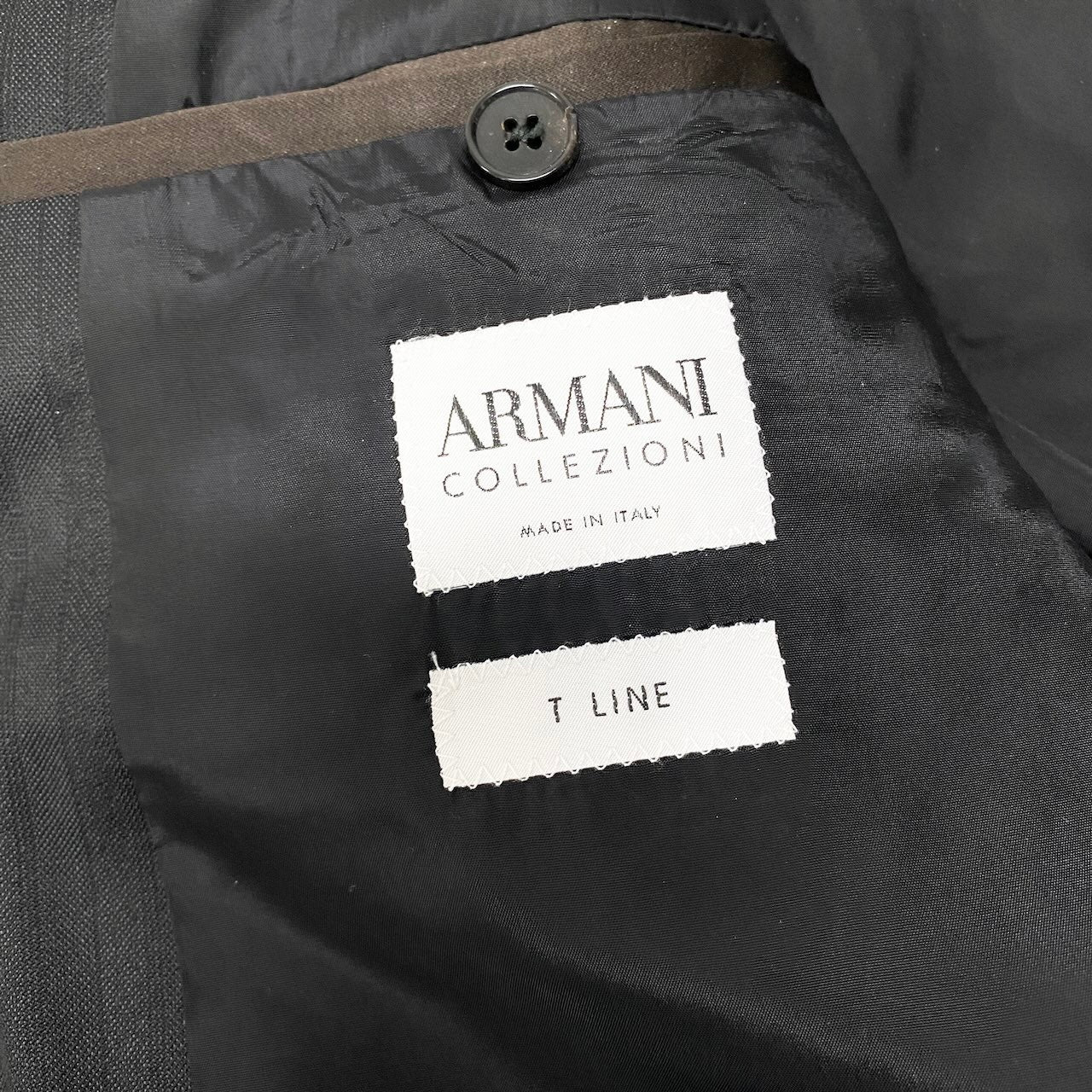 2c29 ARMANI COLLEZIONI アルマーニコレツィオーネ T LINE セットアップスーツ シングルスーツ 2B ストライプ柄 メンズ 紳士服 ビジネス フォーマル イタリア製 50 ブラック ウール100％u02t