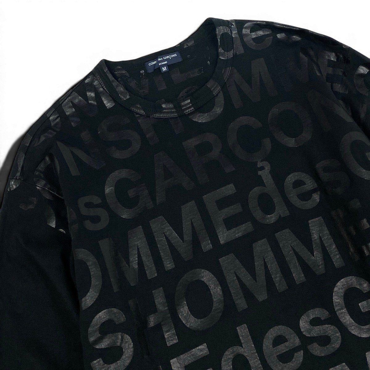 Af4 COMME des GARCONS HOMME コムデギャルソン オム AD2004 ラバープリント ロゴカットソー ロングTシャツ サイズM ブラック メンズk02ik02i