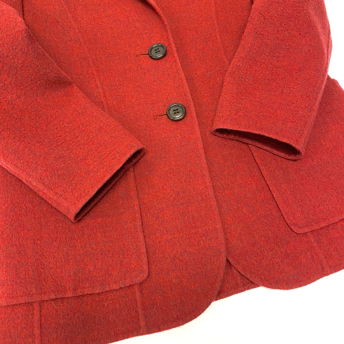 81e27 YVES SAINT LAURENT イヴサンローラン テーラードジャケット ウールジャケット サイズ34 レッド 羊毛100％ レディース 女性服u02t