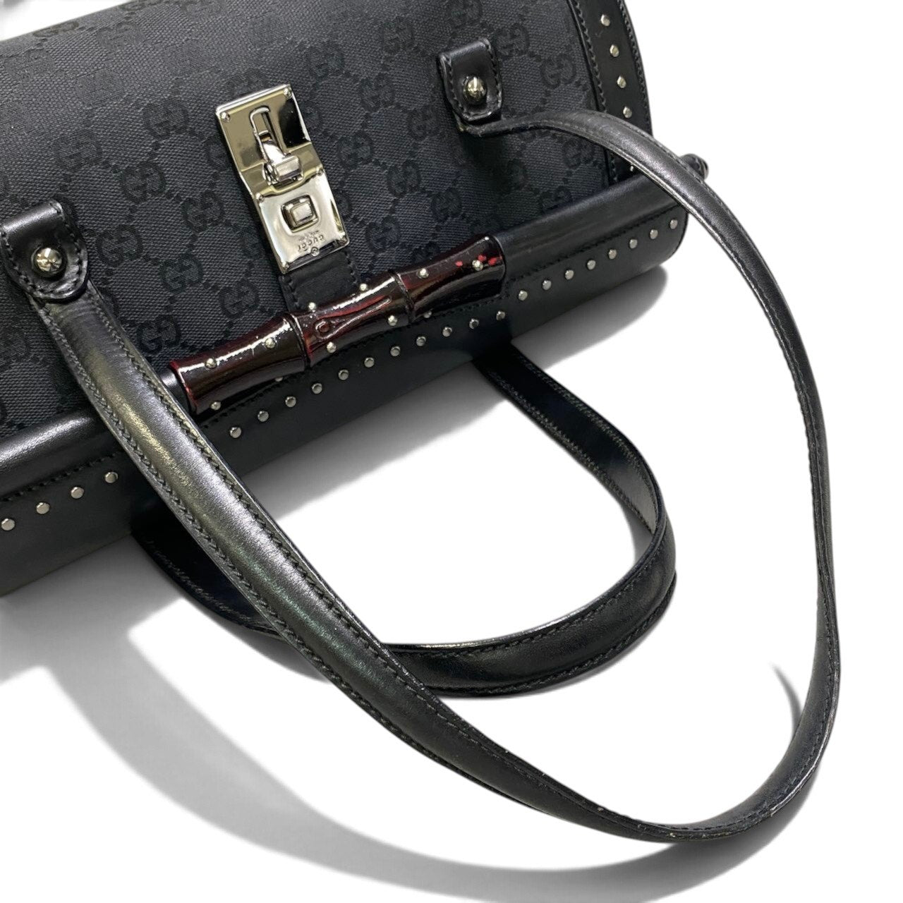 h29 GUCCI トムフォード期 スタッズ バンブーバッグ ブラック レディース 女性用ta1