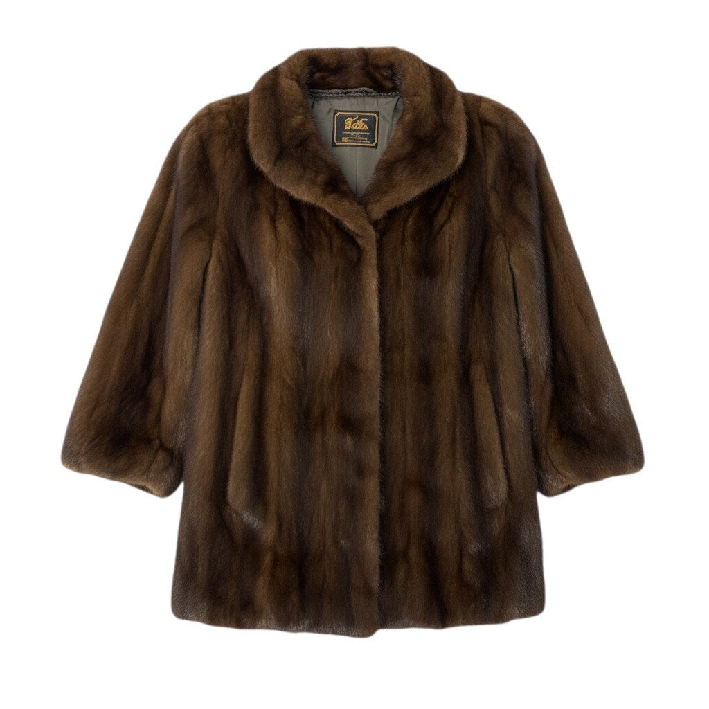 47c18 GINZA Bella デミバフミンク ファーコート サイズ11 ブラウン 本毛皮 Mink Fur Coat リアルファー 毛質◎t18r