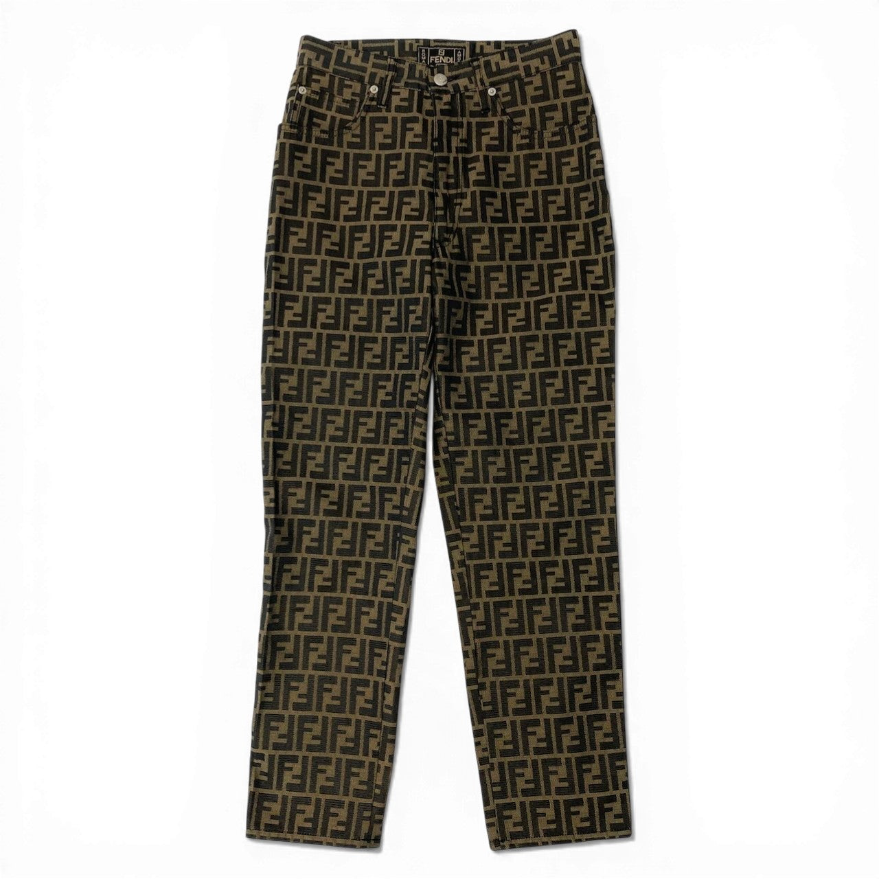 Mc30  FENDI フェンディ ズッカ柄 ロングパンツ テーパードパンツ 総柄 サイズ29 ベージュ系 メンズ 紳士服u02t