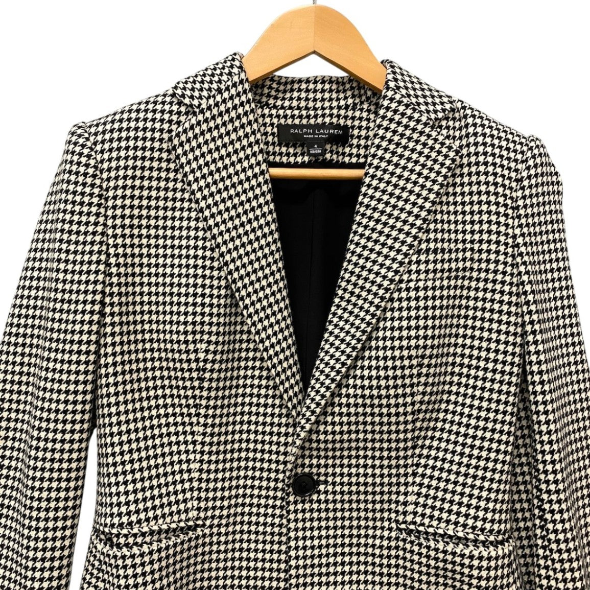14g5 RALPH LAUREN ラルフローレン BLACK LABEL ブラックレーベル テーラードジャケット ウールジャケット 千鳥格子 イタリア製 4サイズ ブラック ホワイト ウール100％ レディース 女性用u02t