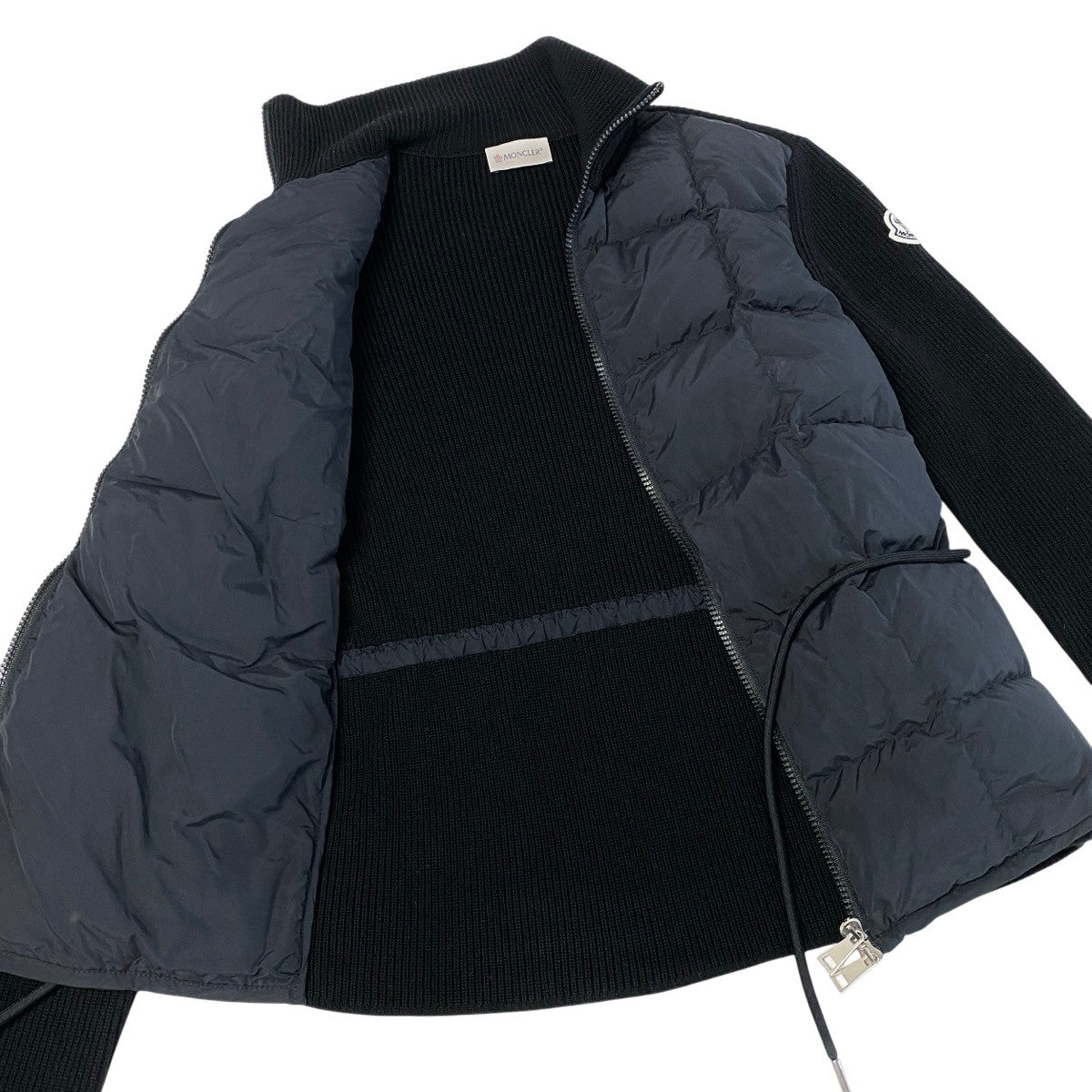 Ij23【極美品】MONCLER CARDIGAN TRICOT ニットダウンジャケット アウター G20939B00019 M1131 Sサイズ ブラック ナイロン ウール レディース 女性用k02i