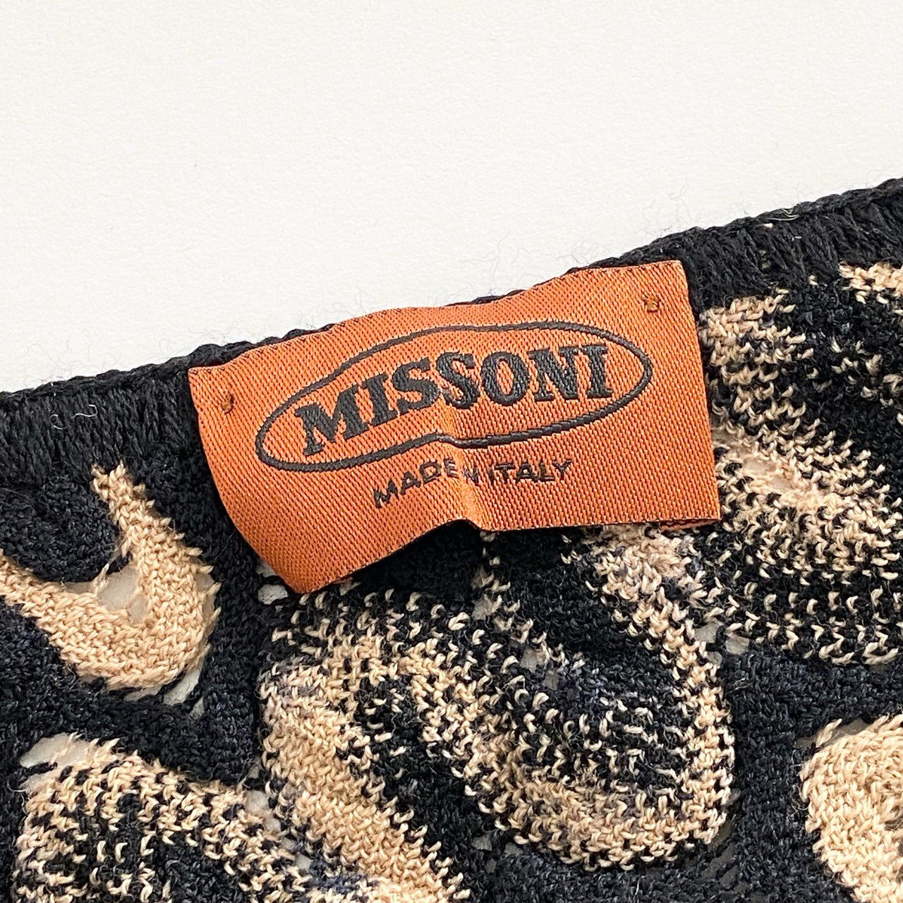 8d13 【美品】 伊製 MISSONI ミッソーニ ジャガードニット ニットワンピース 膝丈ワンピ 44 ブラック レディース