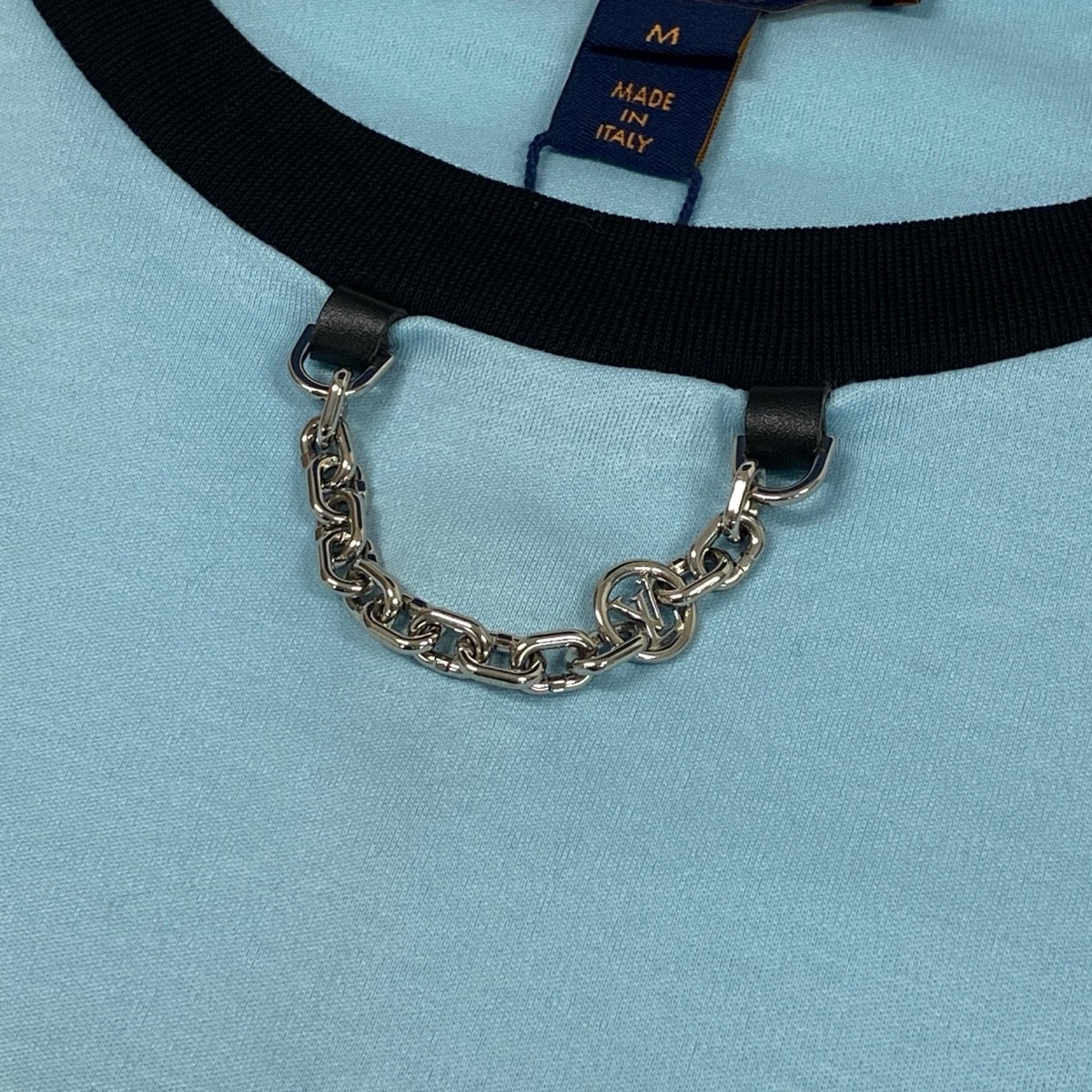 Ij9 【未使用タグ付】 LOUIS VUITTON ルイヴィトン モノグラム スカーフ Tシャツドレス RW242WW FRJD24 サイズM ライトブルー コットン シルク レディースu02t