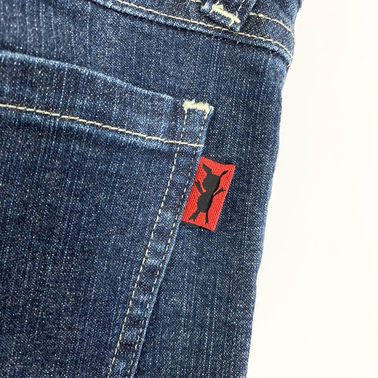 59a21 OLLEBOREBLA オレボレブラ アルベロベロ デニムパンツ ジーンズ 裾ビーズ刺繍 ウサギ 花柄 ストレッチ〇 レディース 女性用 M インディゴブルーo07t