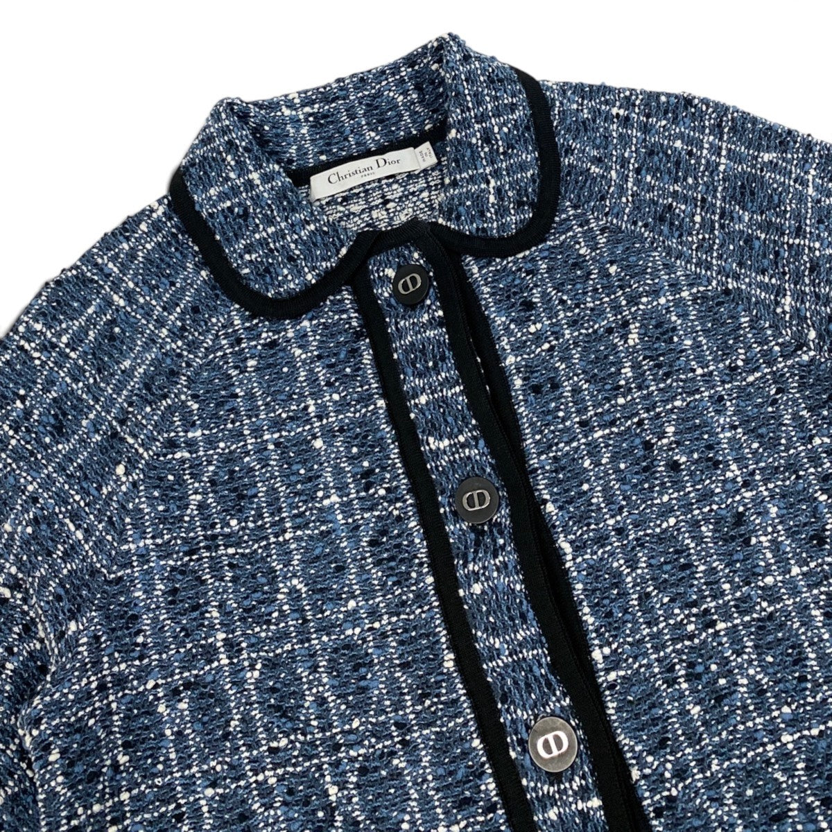 h31 【美品】Christian Dior 26SS ショートスリーブ クロップド カナージュジャケット 44サイズ ブルー レディース 女性用k02i